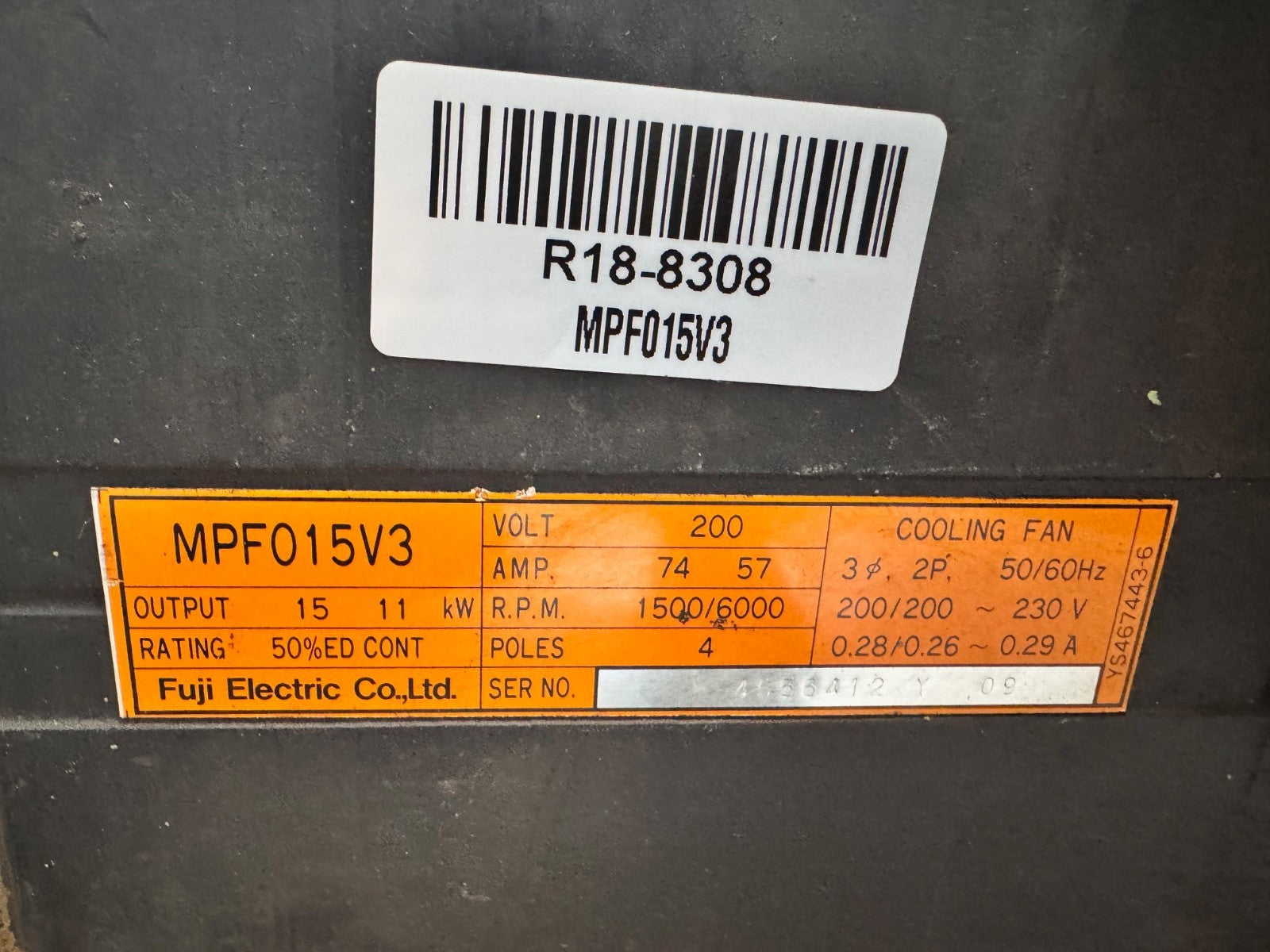 FUJI ELECTRIC  CO. LTD. ELECTRIC MOTOR MPF015V3