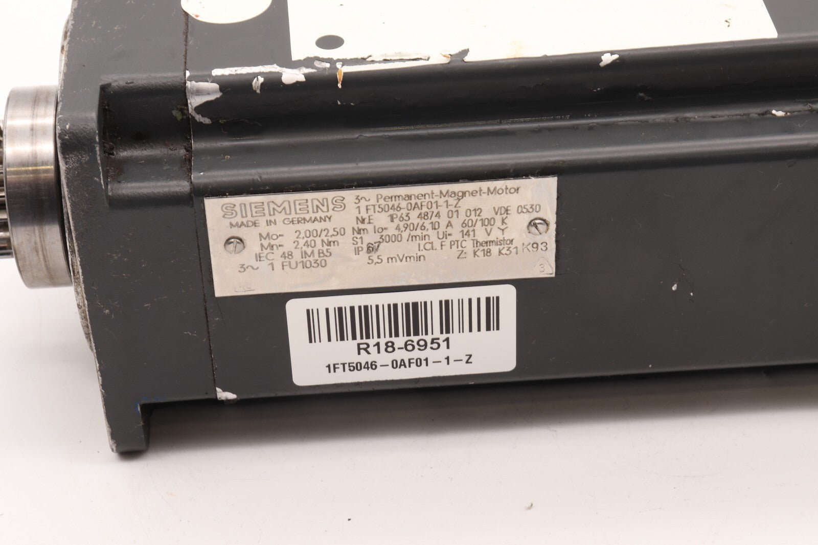 SIEMENS 3 PHASE PERMANENT MAGNET MOTOR 1FT5046-0AF01-1-Z