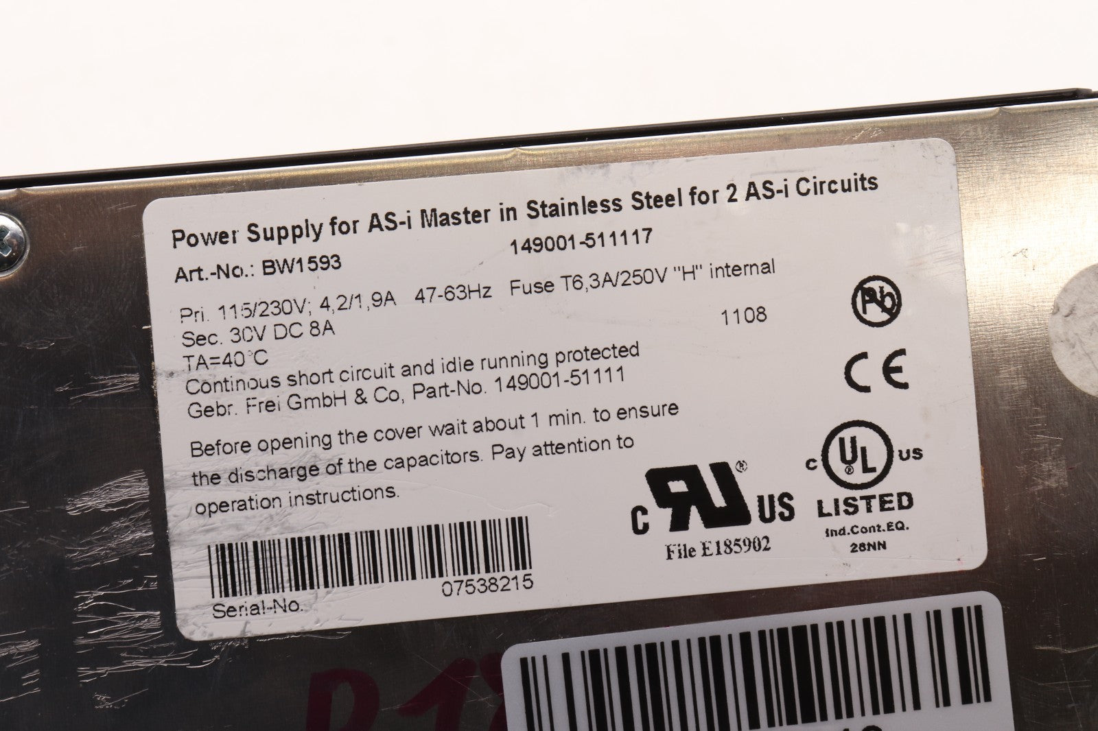 BIHL WIEDEMANN	P.S. FOR AS-I MASTER IN STAINLESS STEEL FOR A AS-I CIRCUIT BW1593