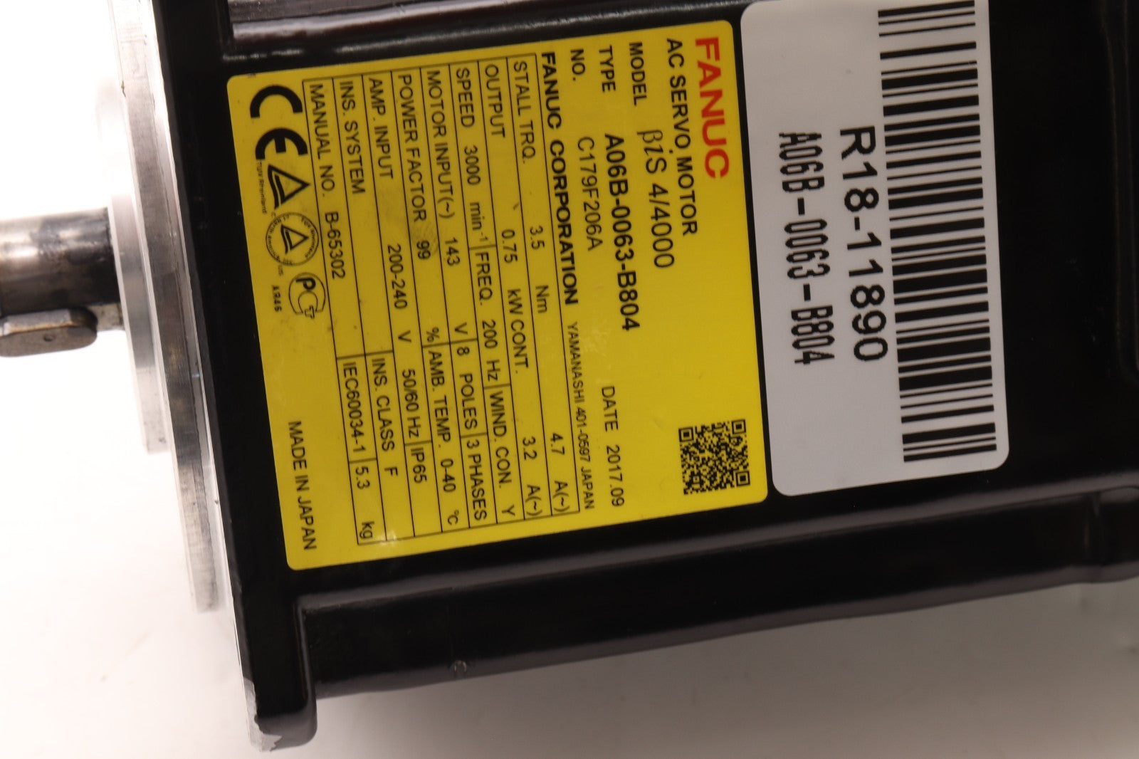 FANUC	 AC SERVO MOTOR BIS 4/4000	A06B-0063-B804
