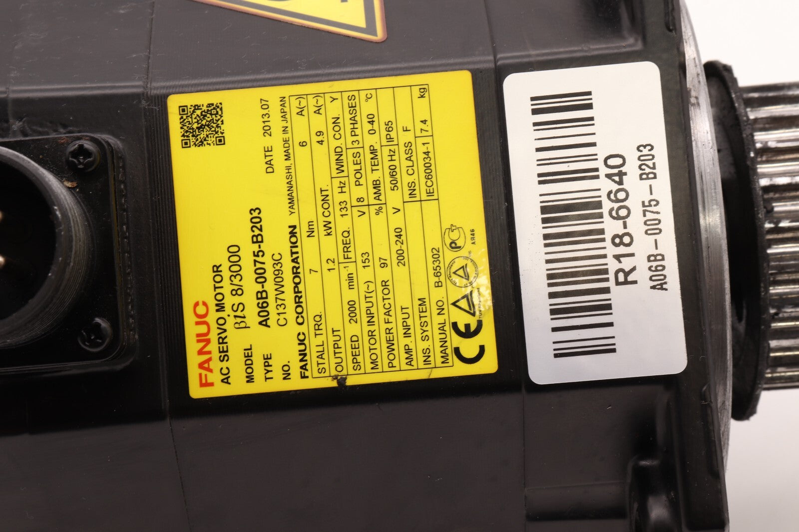 FANUC	AC SERVOMOTOR	A06B-0075-B203