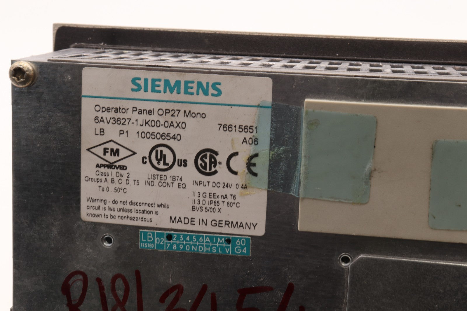 SIEMENS	OP 27 MONO	6AV3627-1JK00-0AX0