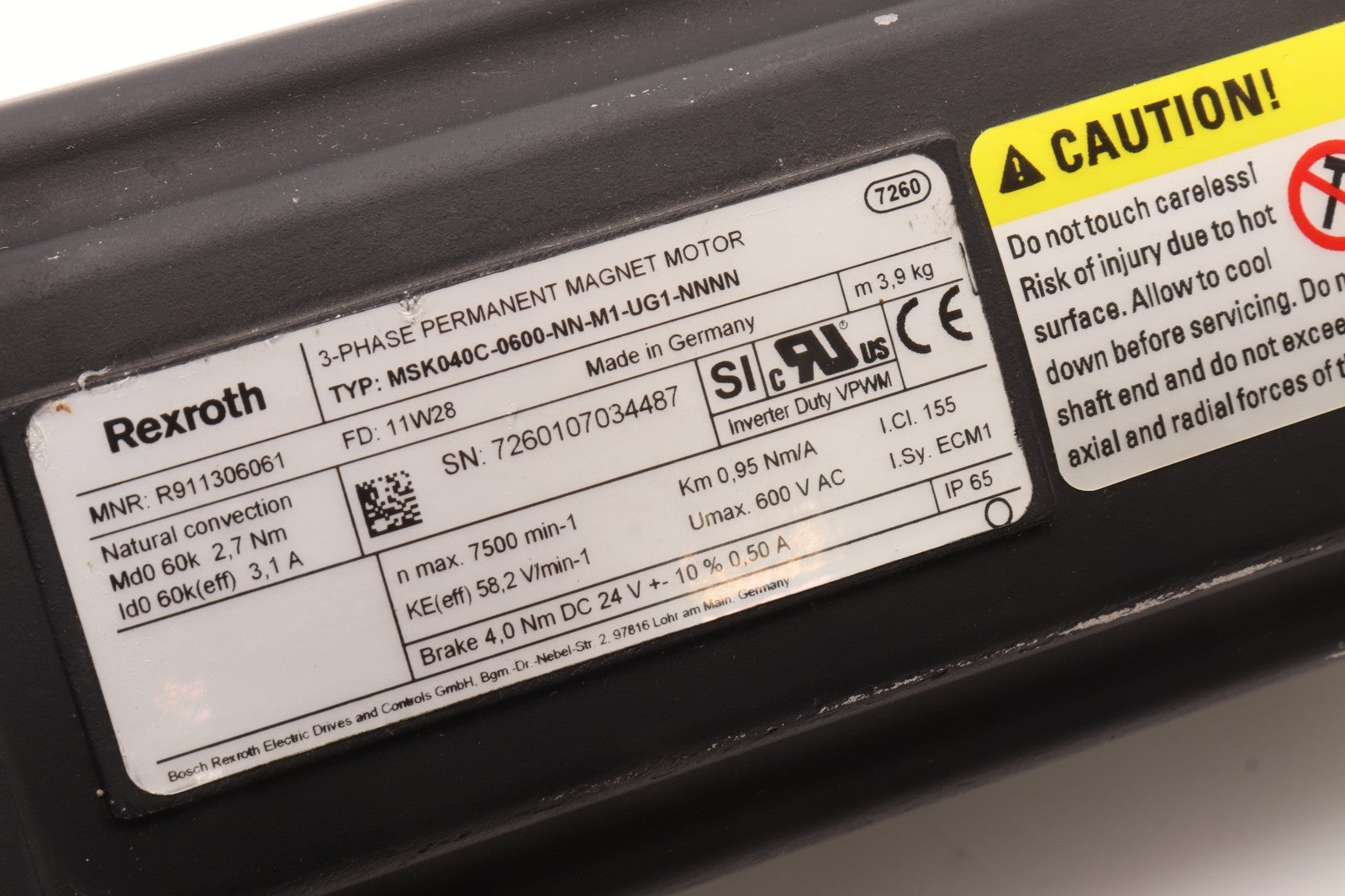 REXROTH	3 PHASE PERMAMENT MAGNET MOTOR	MSK040C-0600-NN-M1-UG1-NNNN