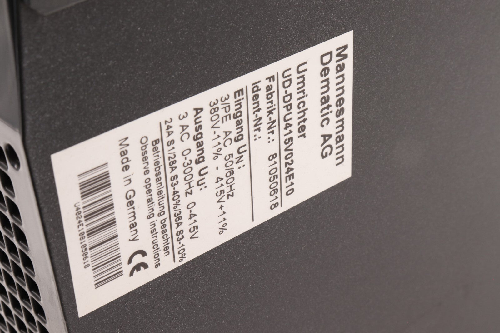 MANNESMANN DEMATIC AG	UMRICHTER UD-DPU415V024E10	81050618
