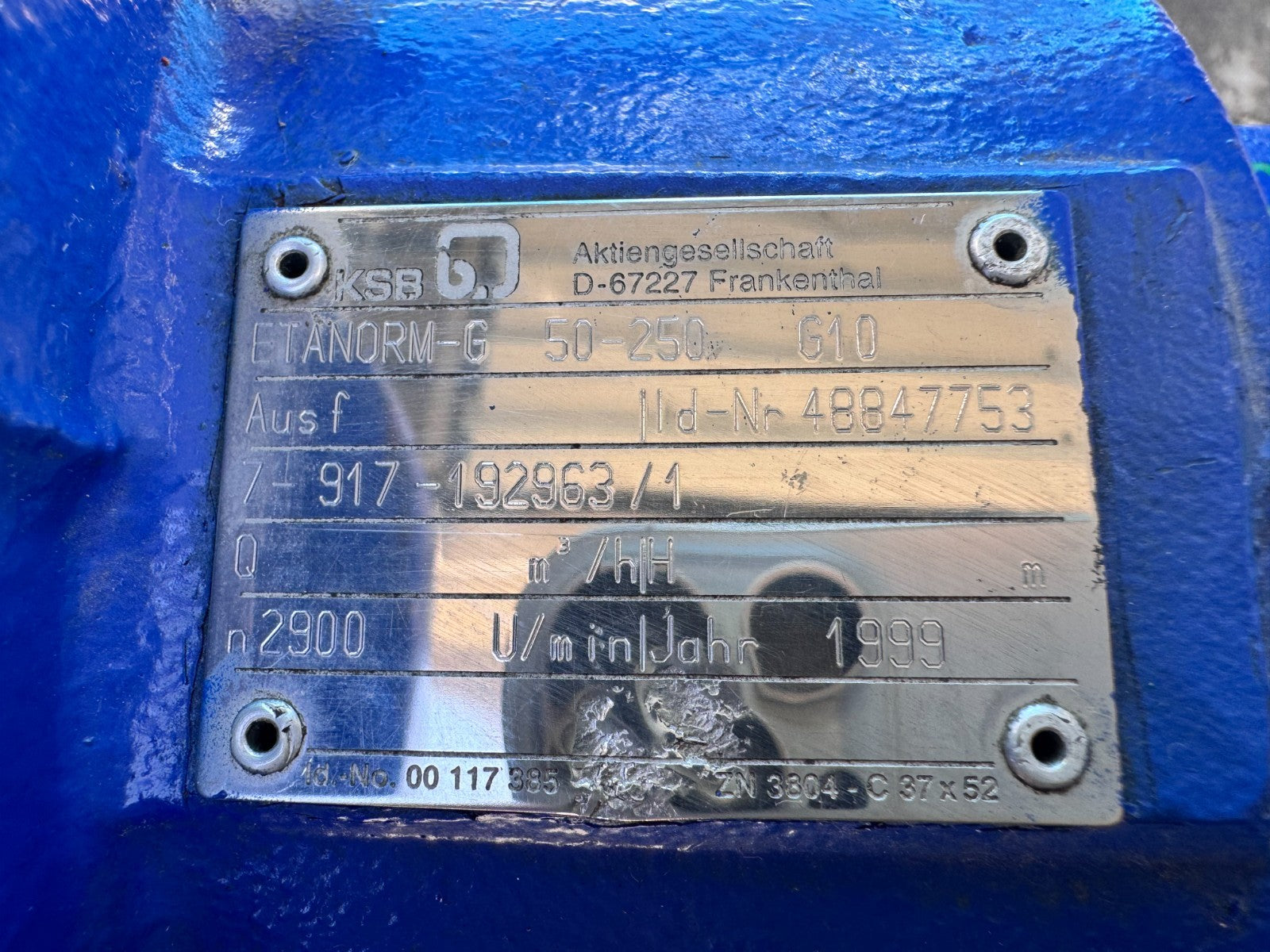 KSB 	ETANORM-G 50-250 G10	48847753 / 7-917-192963/1