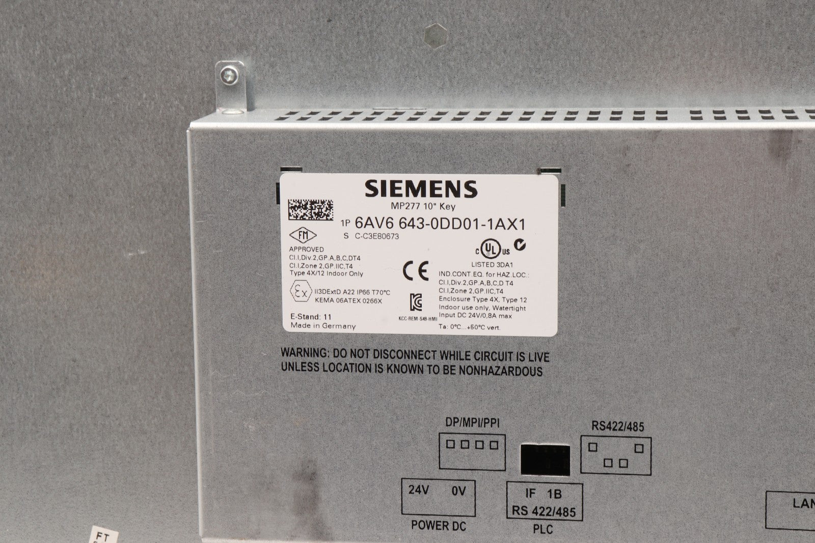 SIEMENS	MP277 10" KEY	6AV6643-0DD01-1AX1