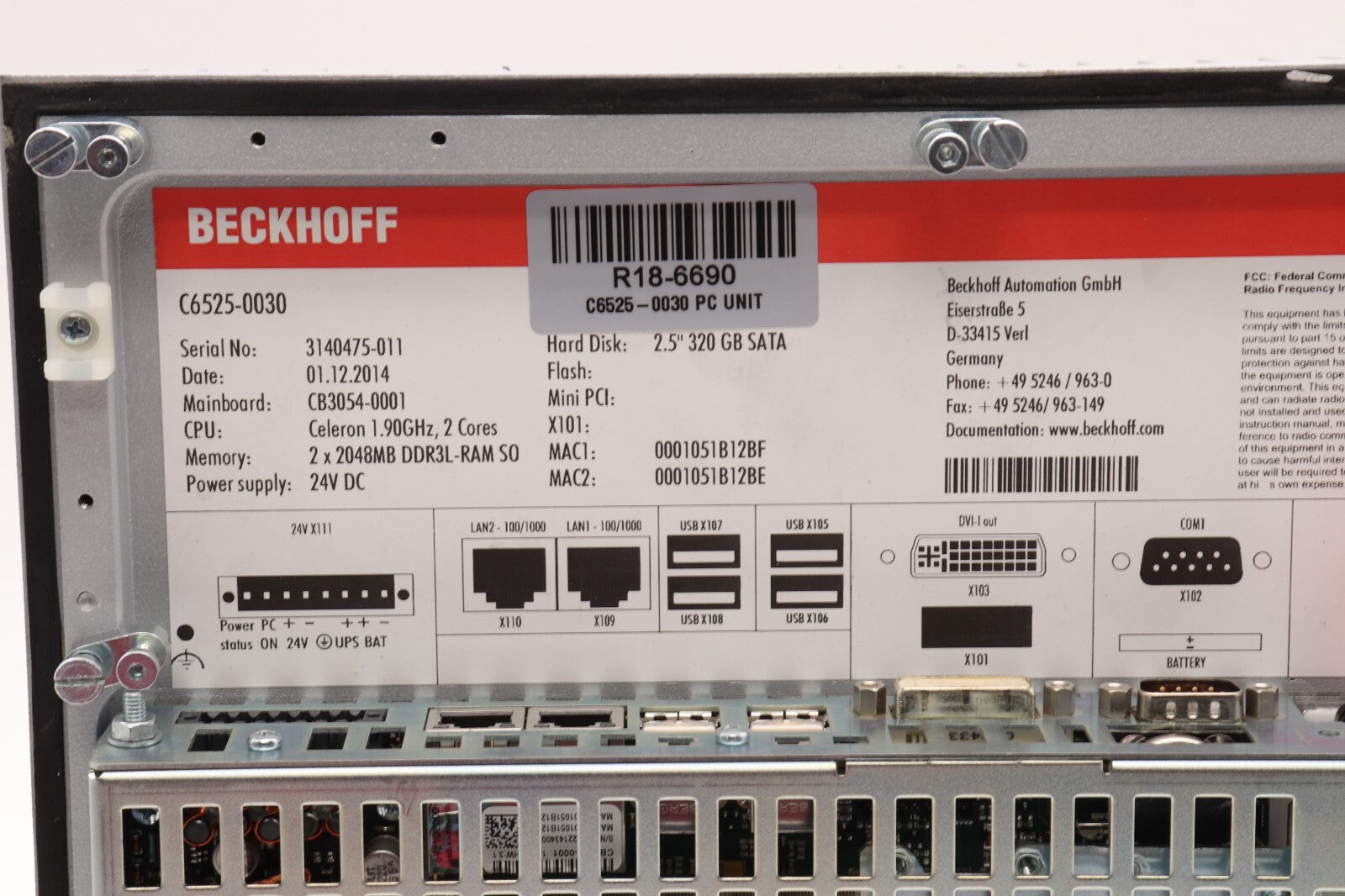 BECKHOFF	C6525-0030 PC UNIT