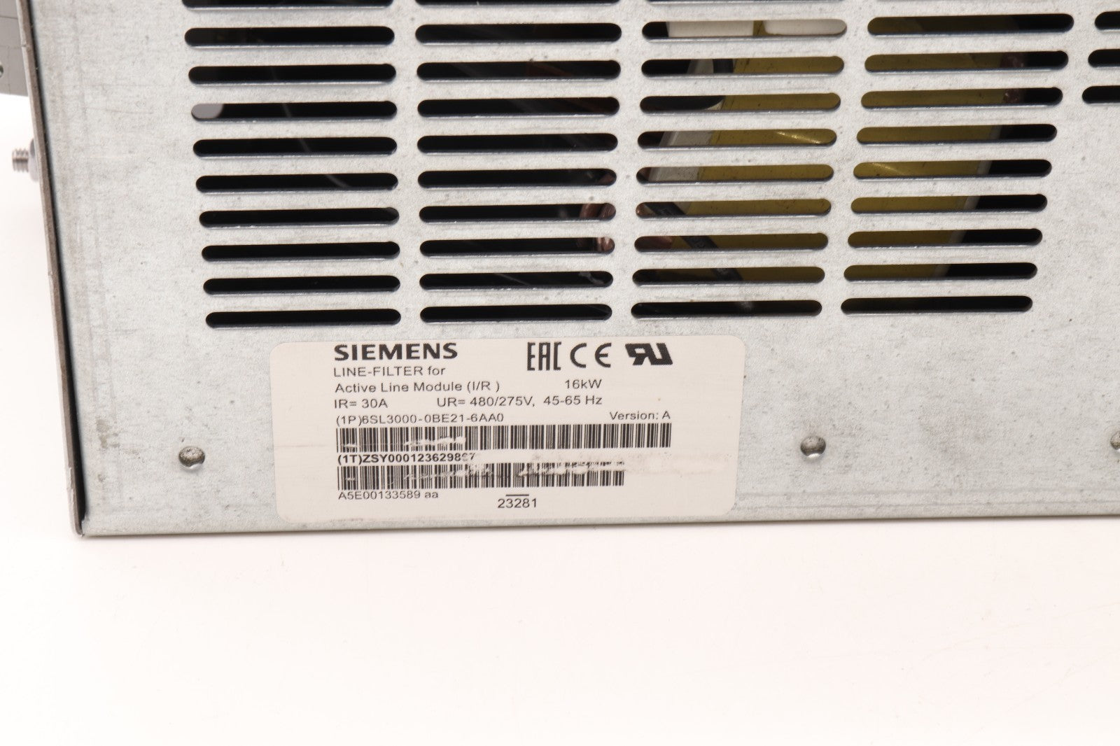 SIEMENS  LINE FILTER FOR ACTIVE LINE MODULE (I/R) 16KW	6SL3000-0BE21-6AA0