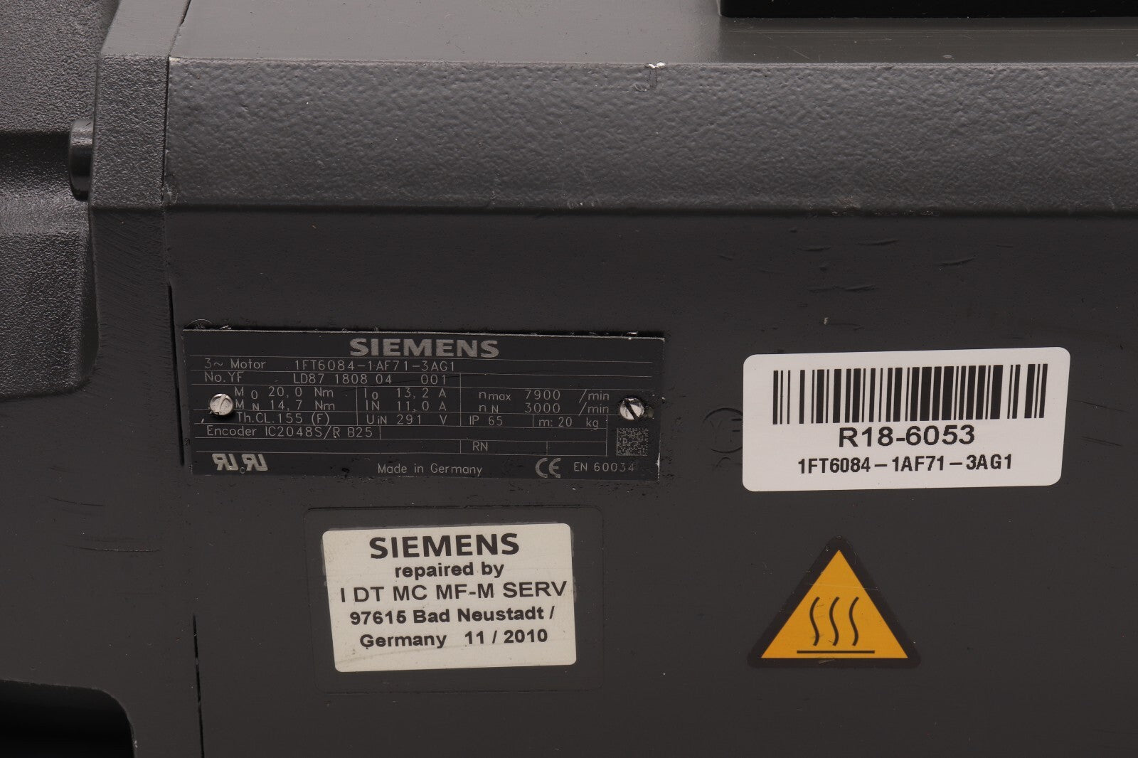 SIEMENS 3 PHASE ELECTRO MAGNET MOTOR 1FT6084-1AF71-3AG1