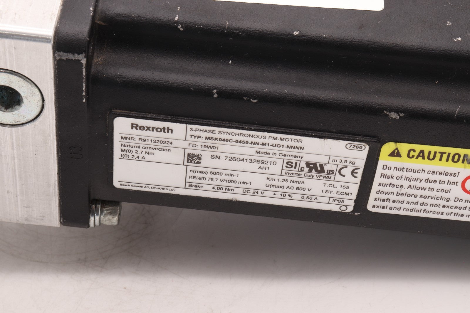 REXROTH	3 PHASE SYNCHRONOUS PM-MOTOR GTM075-NN2-020C-NN03	MSK040C-0450-NN-M1-UG1