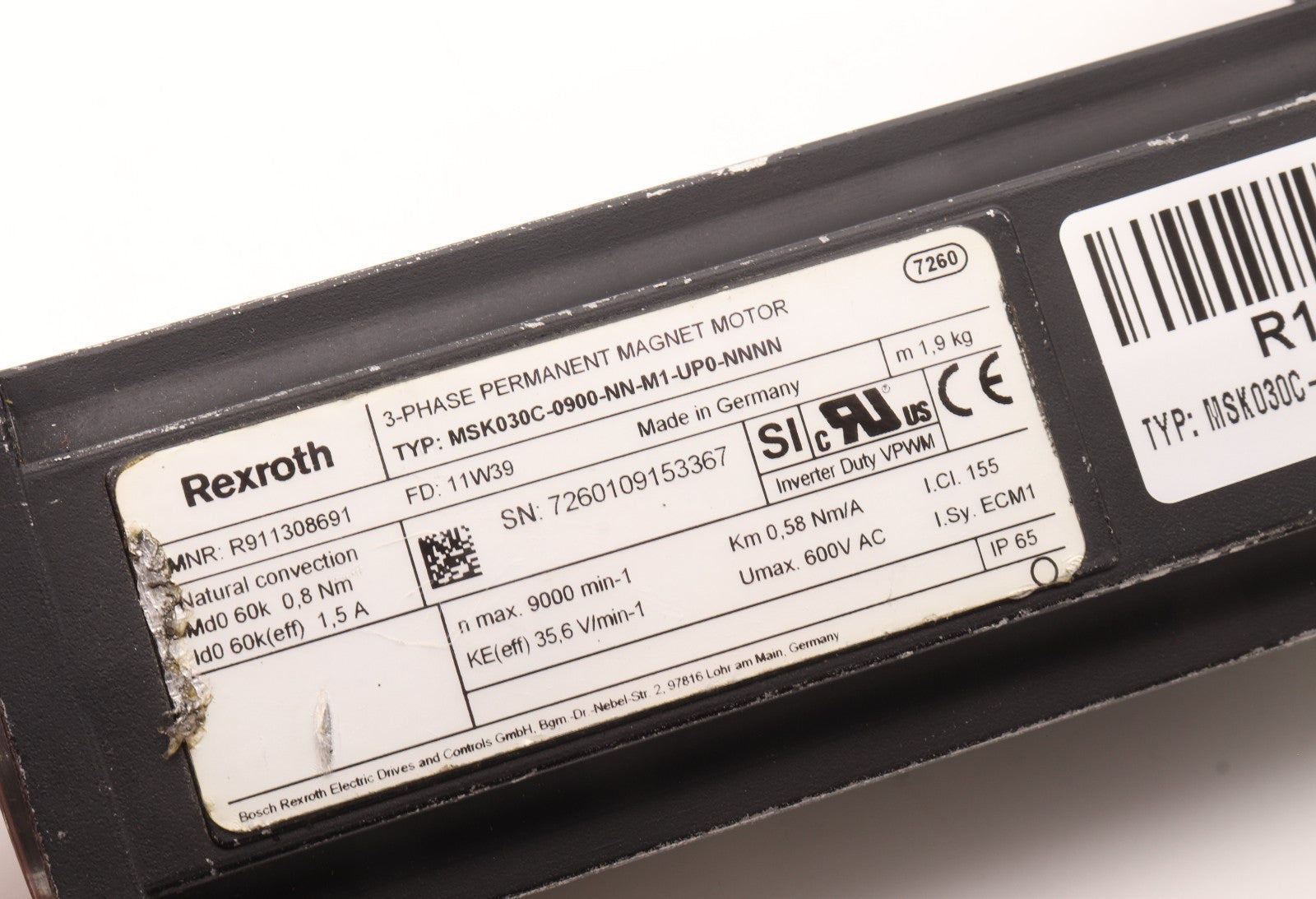 REXROTH	3 PHASE PERMAMENT MAGNET MOTOR	 MSK030C-0900-NN-M1-UP0-NNNN