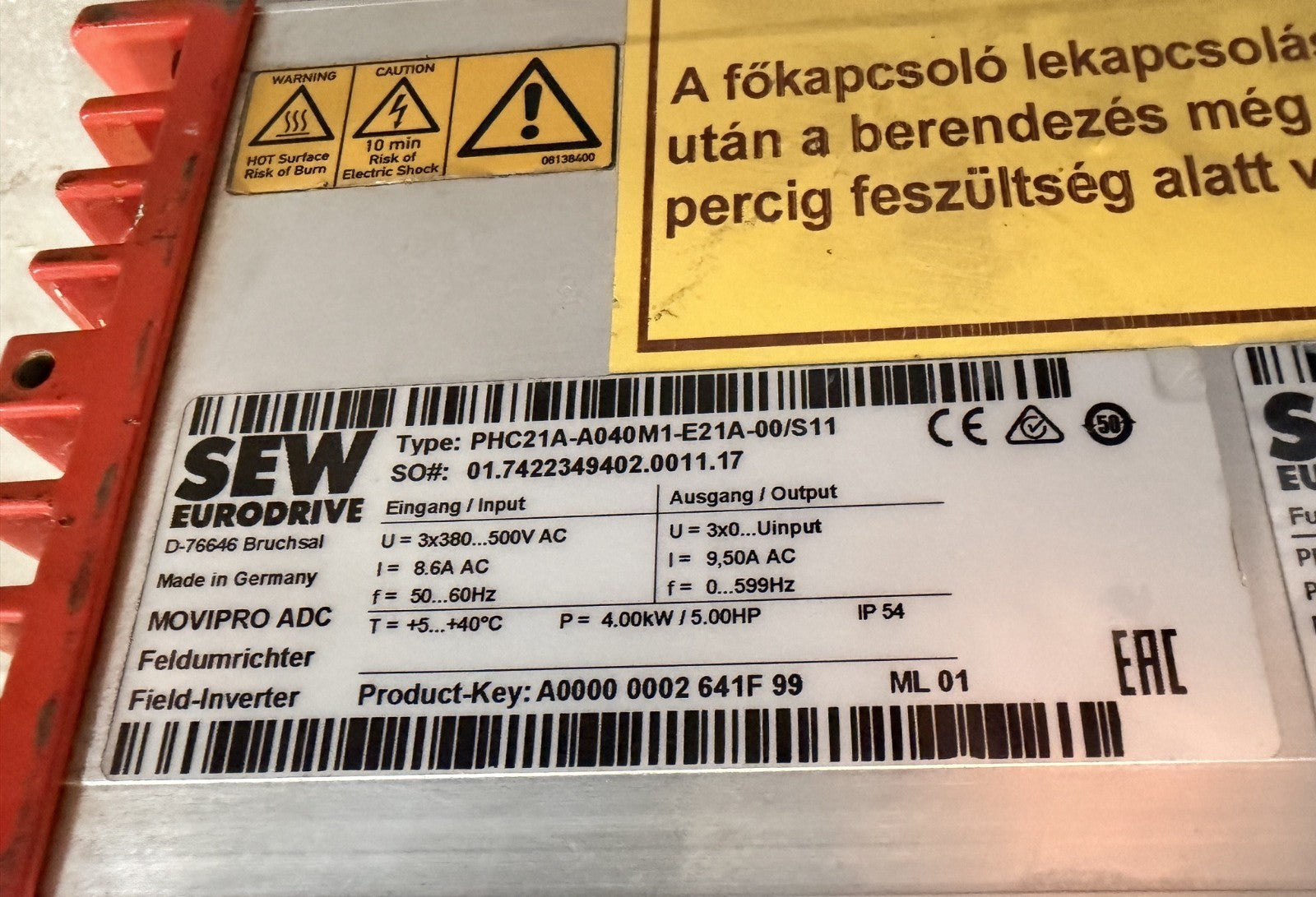 SEW EURODRIVE	MOVIPRO PHC21A-A040M1-E21A-00/S11	PZM2XA-A150-D03-00
