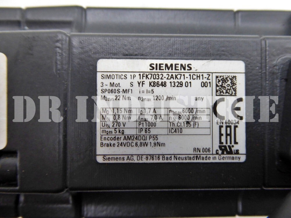 Siemens Synchronmotor 1FK7032-2AK71-1CH1-Z