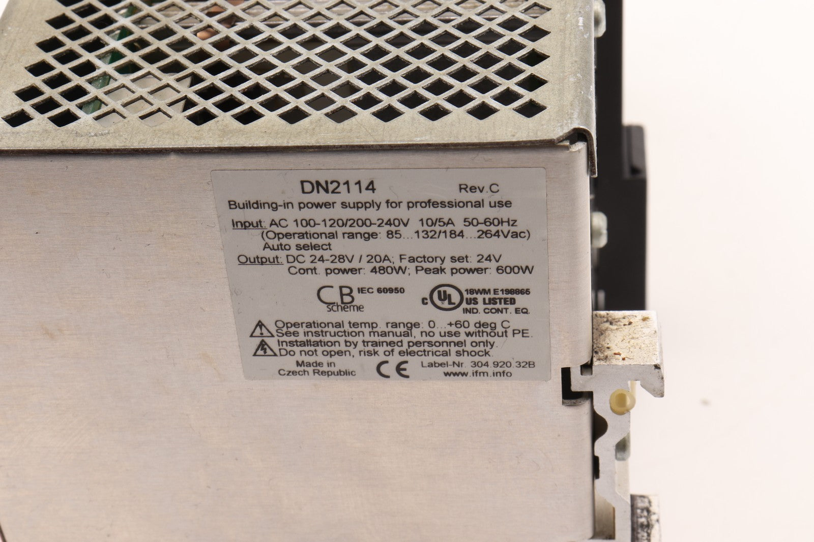 IFM ELECTRONIC  POWER SUPPLY  ORD. NO. DN 2114