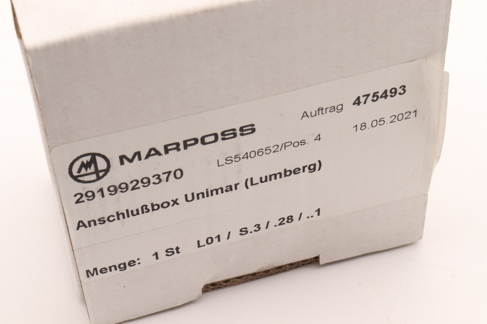 MARPOSS	2919929370 ANSCHLUBBOX UNIMAR (LUMBERG)	LS540652/POS 4