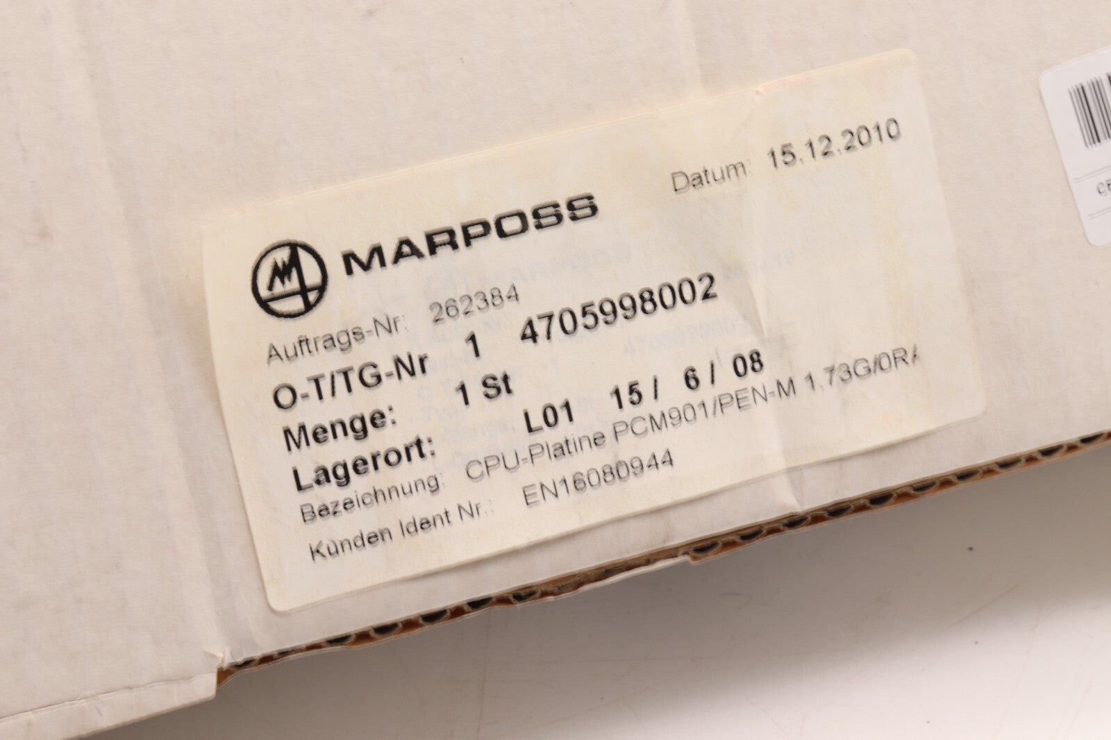 MARPOSS	CPU-PLATINE PCM901/PEN-M 1.73G/0RA	4705998002