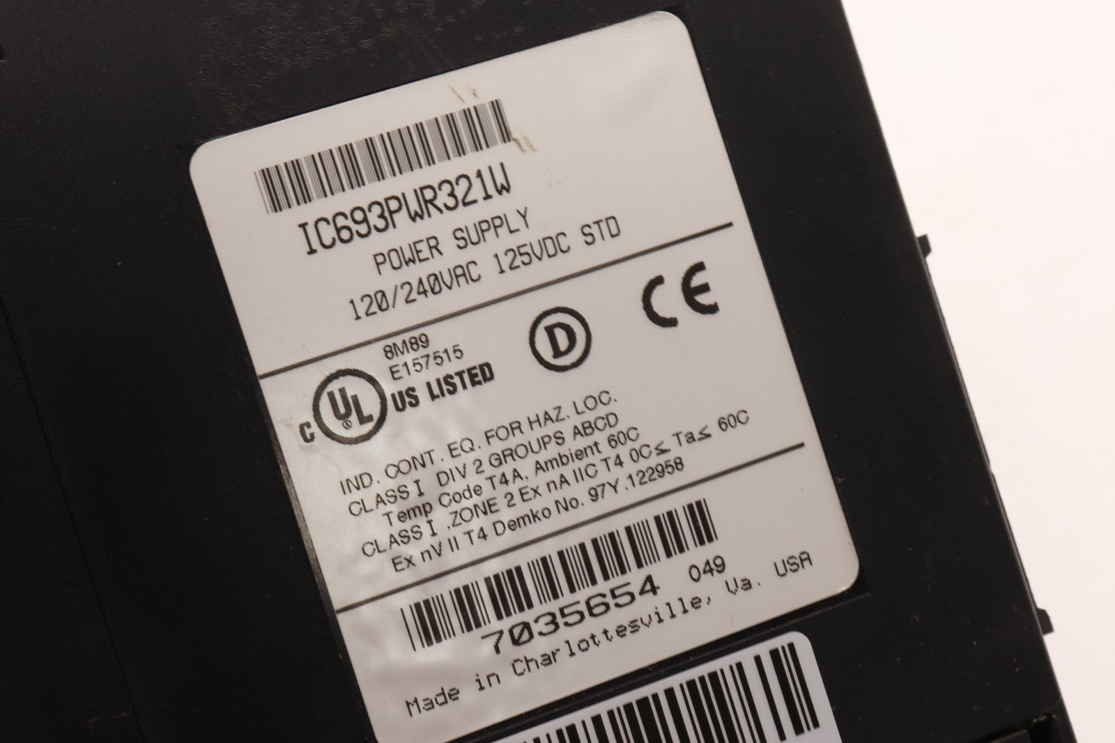 GE FANUC	POWER SUPPLY	IC693PWR321W