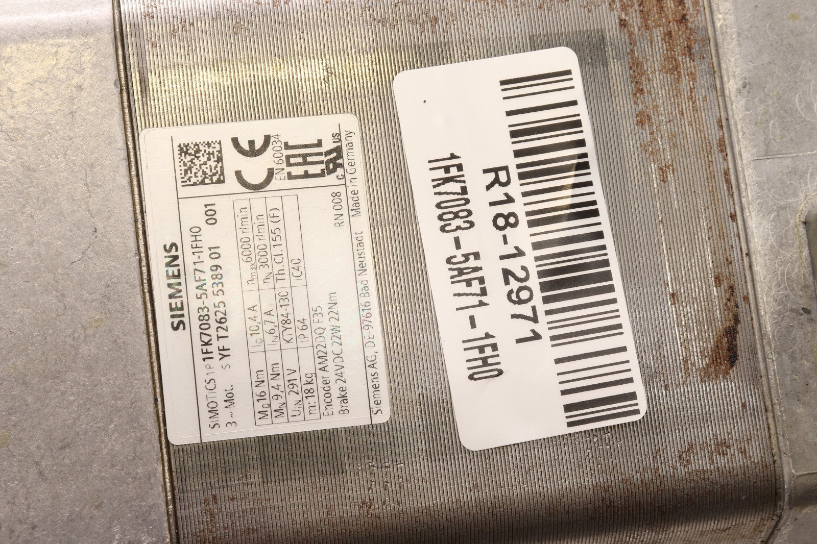 SIEMENS	3 PHASE MOTOR	1FK7083-5AF71-1FH0