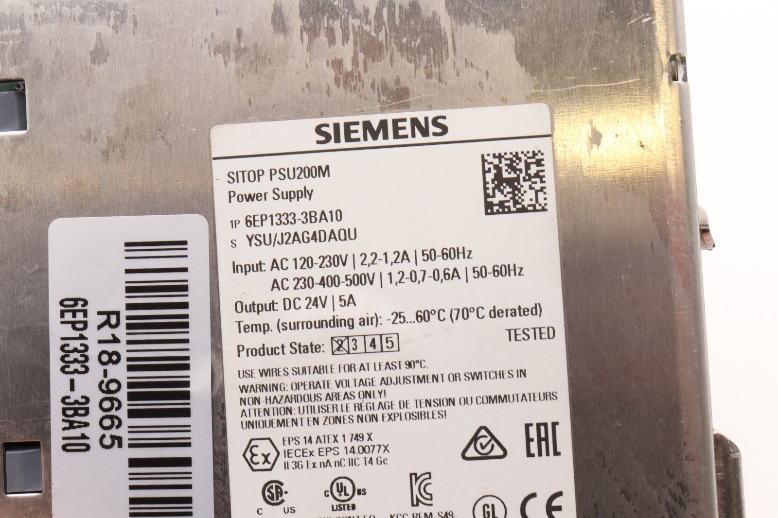 SIEMENS  SITOP PSU 200M POWER SUPPLY  6EP1333-3BA10