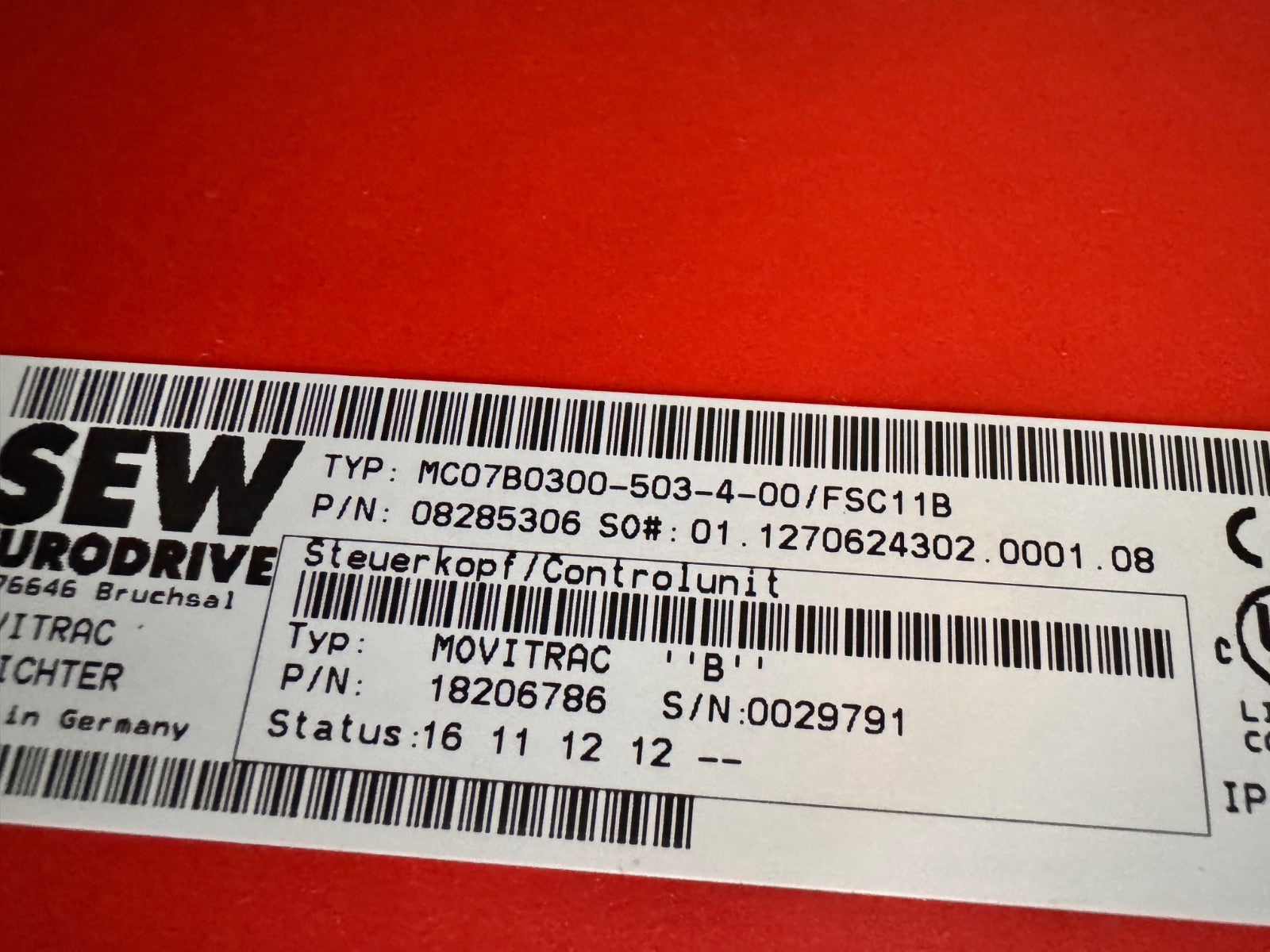 SEW EURODRIVE MC07B0300-503-4-00/FSC11B P/N: 08285306 MDX60A0300-503-4-00