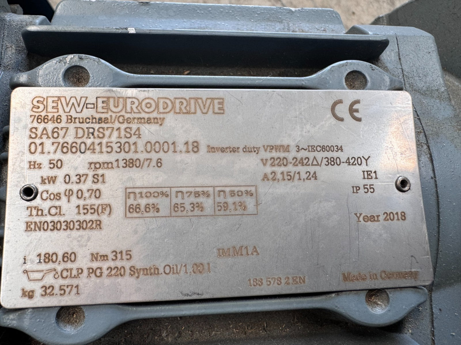 SEW-EURODRIVE	SA67 DRS71S4	01.7660415301.0001.18