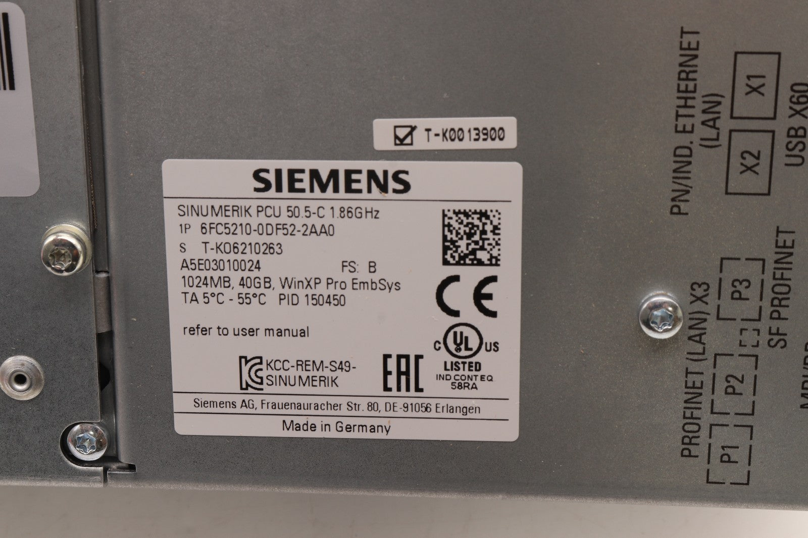 SIEMENS	SINUMERIK PCU 50-5C ORIGINAL BOX WITH ACCESSORIES	6FC5210-0DF52-2AA0