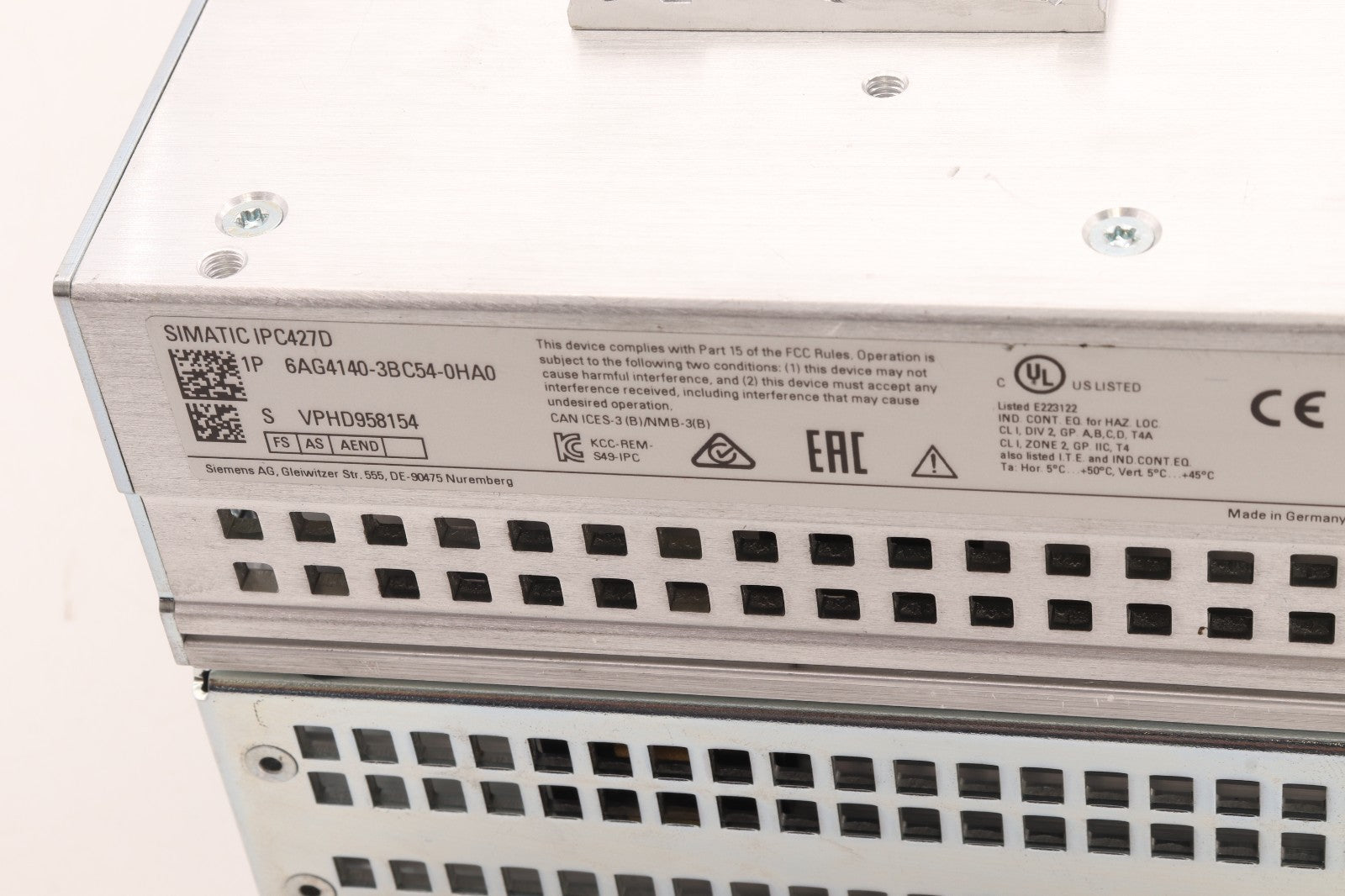 SIEMENS	SIMATIC IPC427D	6AG4140-3BC54-0HA0