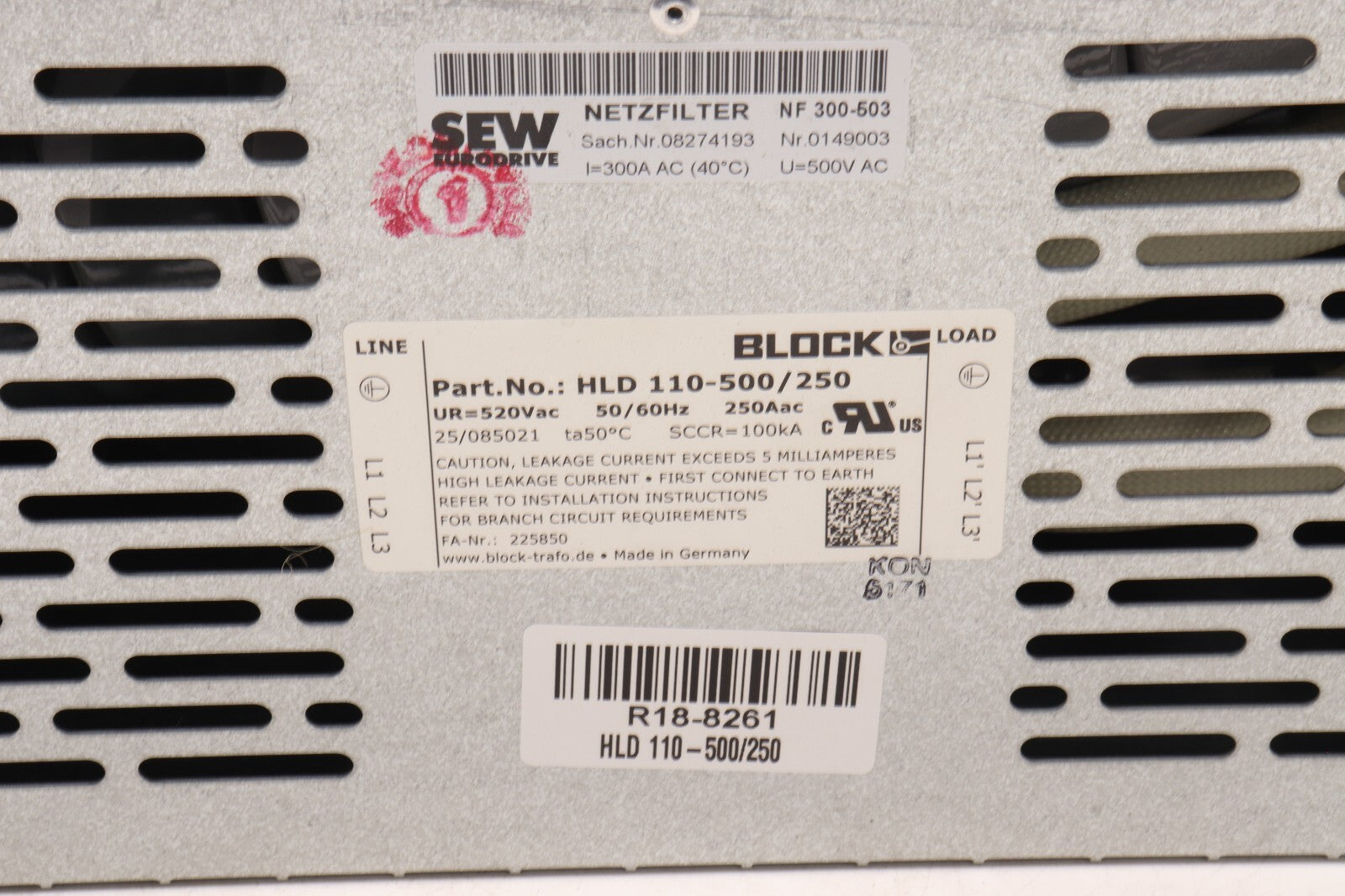 SEW-EURODRIVE	NETZFILTER NF 300-503 BLOCK	HLD 110-500/250