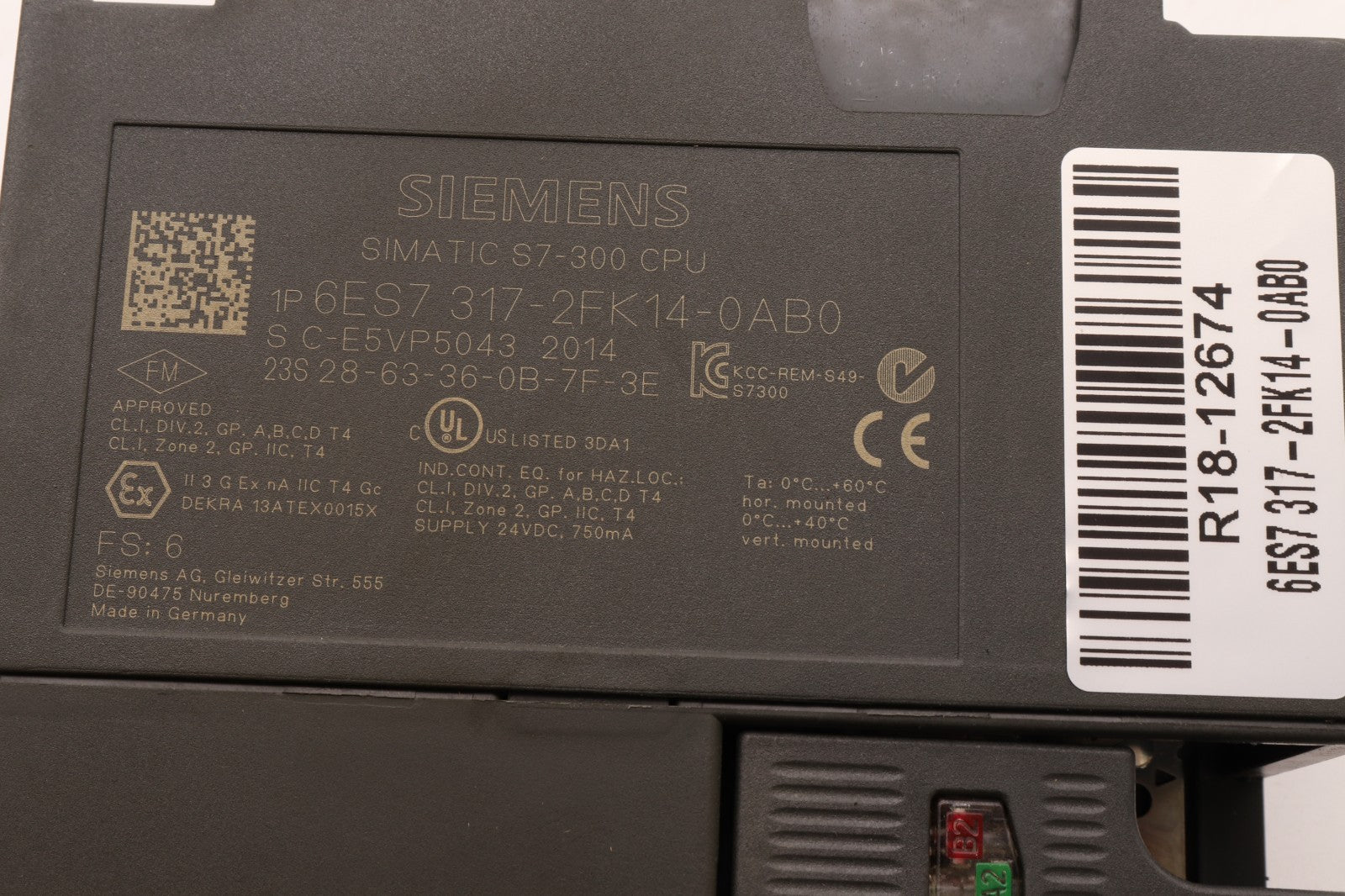 SIEMENS	SIMATIC S7-300 CPU	6ES7 317-2FK14-0AB0
