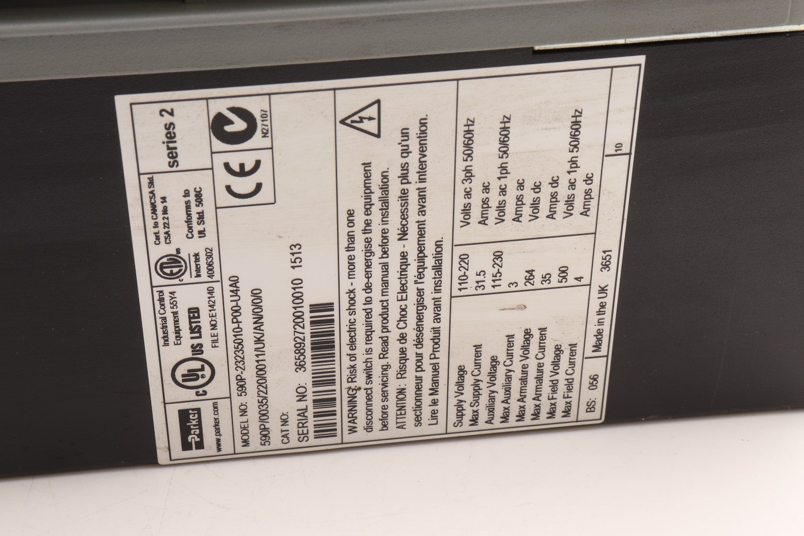 PARKER  590P-23235010-P00-U4A0  590P/0035/220/0011/UK/AN/0/0/0