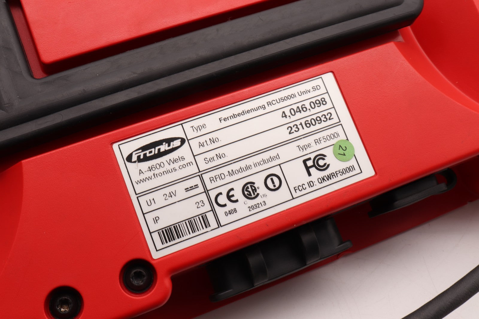 FRONIUS	TYPE: RCU5000i UNIV.SD	ARN NO: 4,046,098