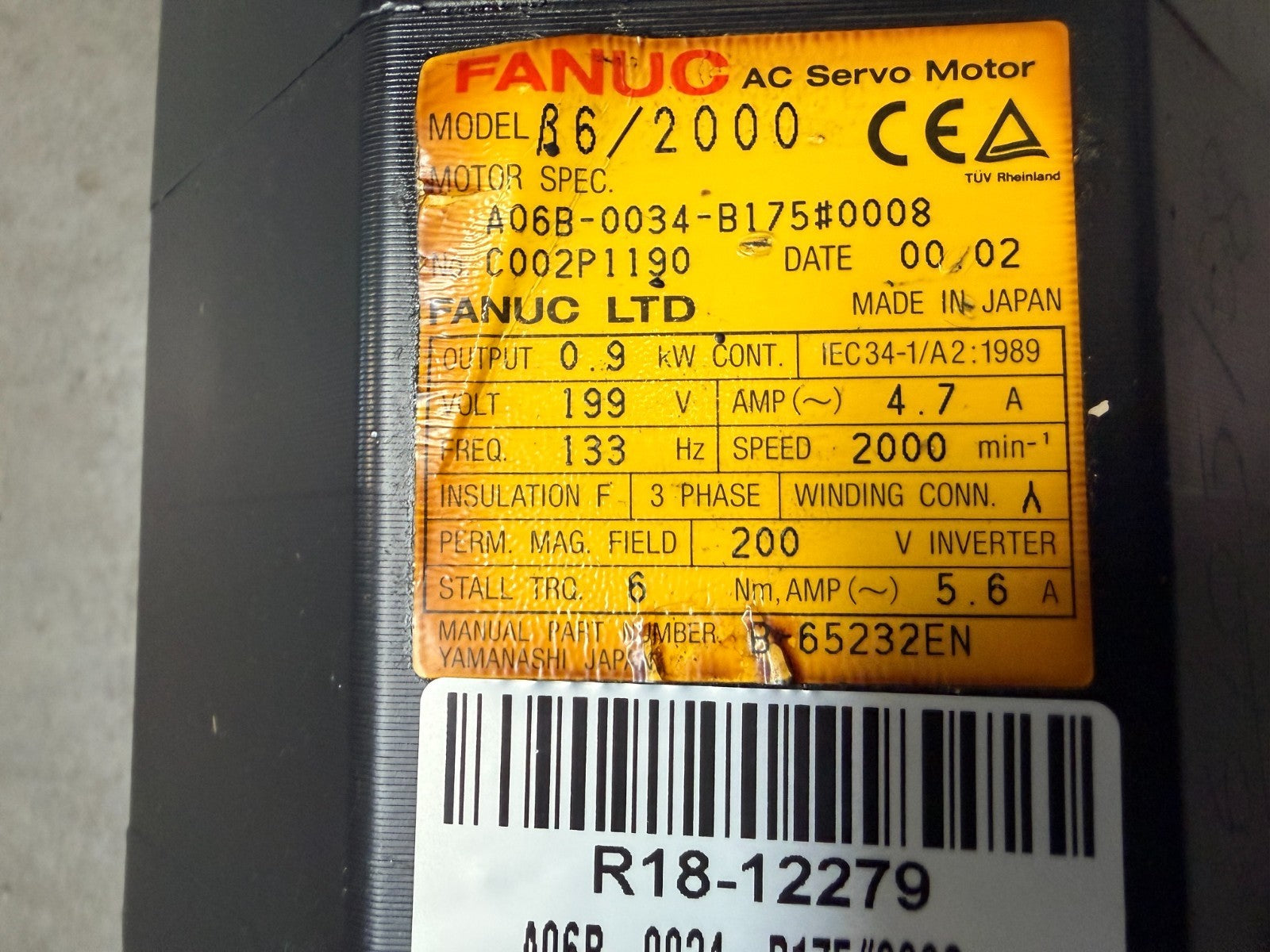 FANUC	  AC SERVO MOTOR	A06B-0034-B175#0008