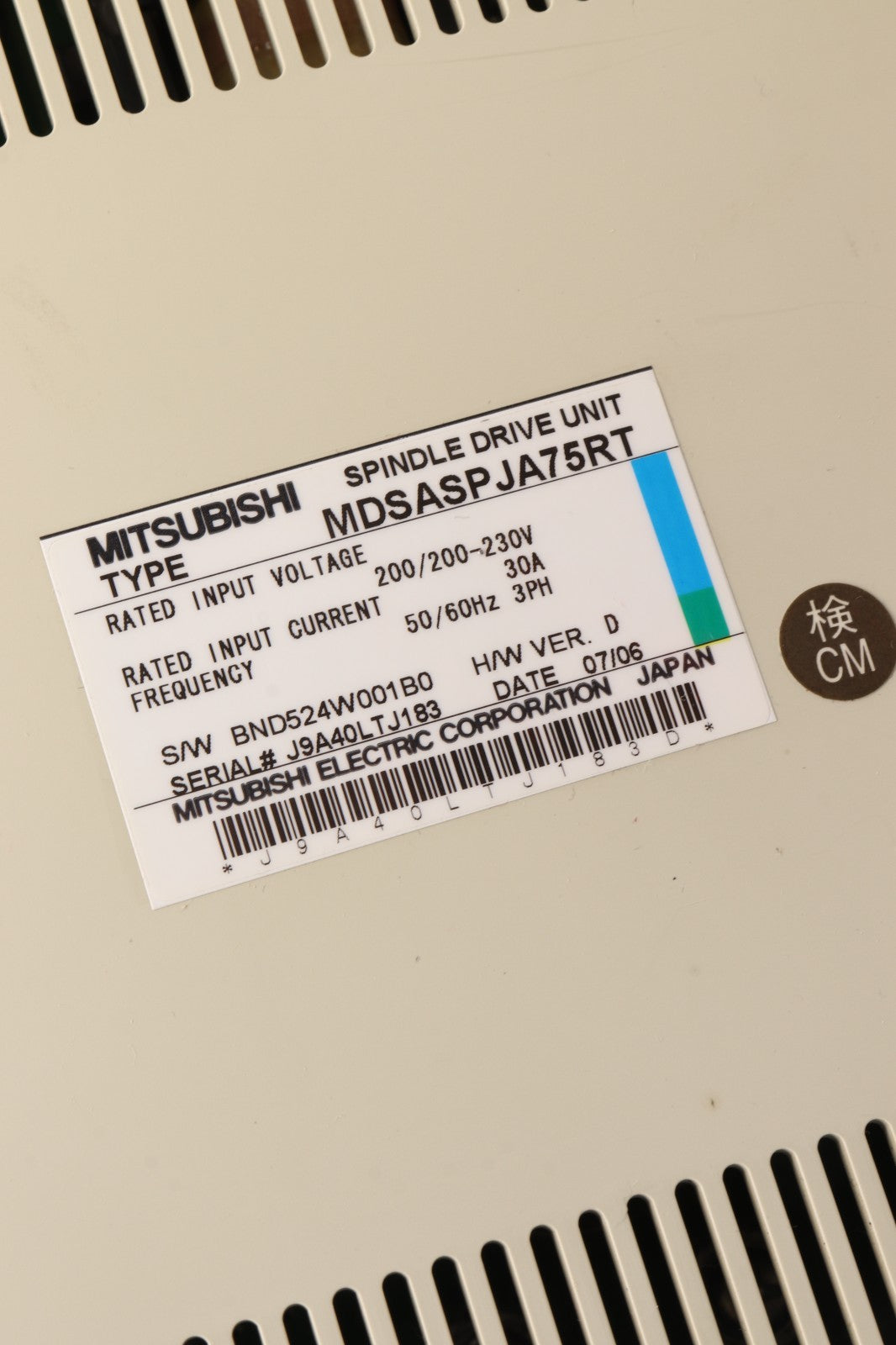 MITSHUBISHI	SPINDLE DRIVE UNIT	MDSASPJA75RT
