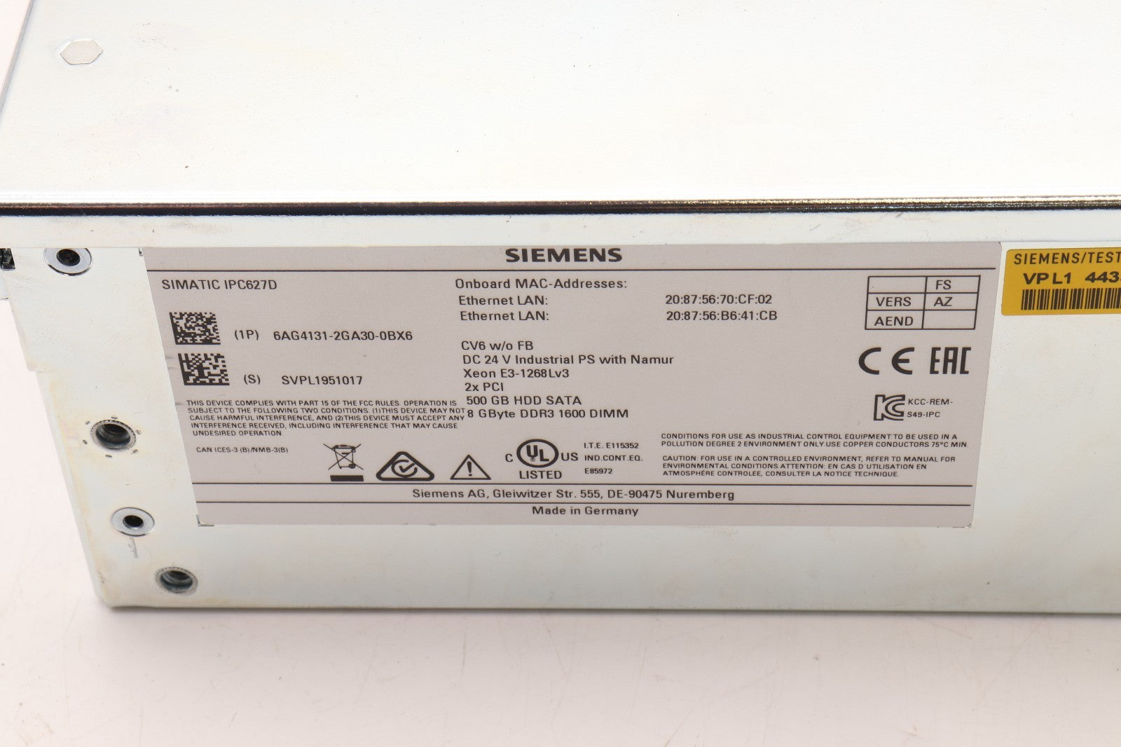 SIEMENS	SIMATIC BOX PC (WITH ORIGINAL BOX AND ACCESSORIES)	6AG4131-2GA30-0BX6