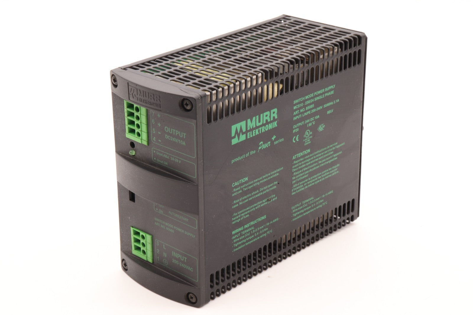 MURR ELEKTRONIK  SWITCH MODE POWER SUPPLY	ART. NO. 85085