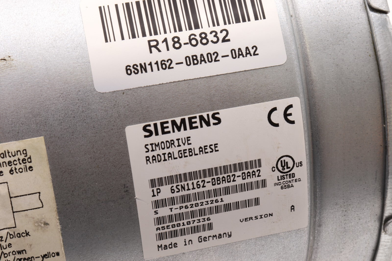 SIEMENS SIMODRIVE RADIALGEBLAESE 6SN1162-0BA02-0AA2