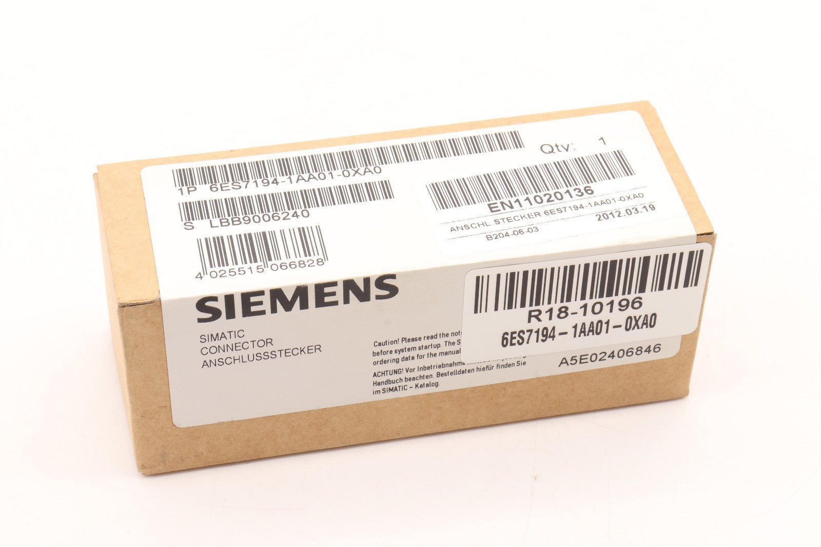 SIEMENS	SIMATIC CONNECTOR	6ES7194-1AA01-0XA0