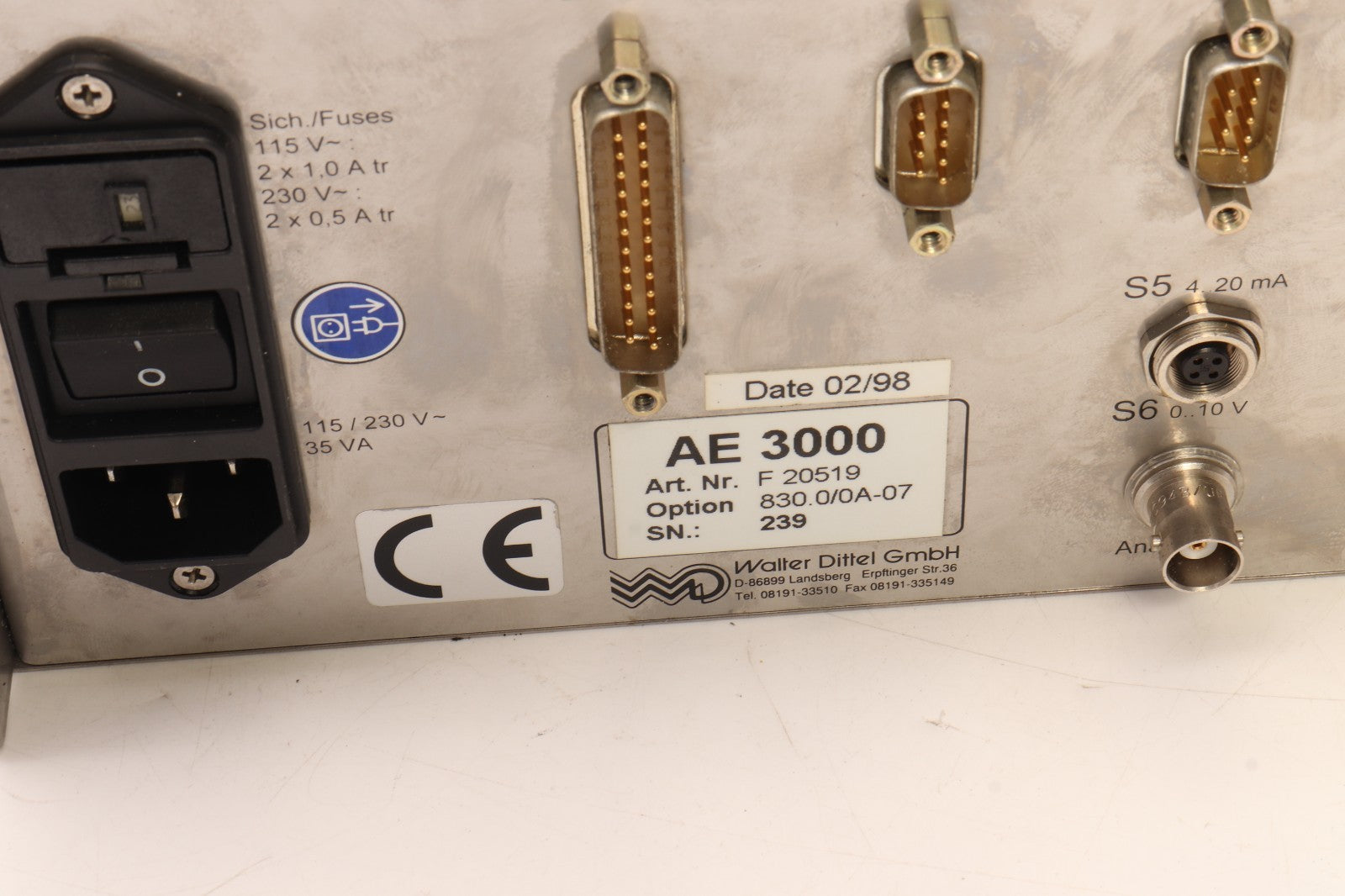 DITTEL	AE3000	F 20519 OPTION 830.0/0A-07