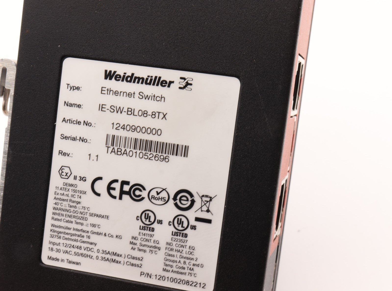 WEIDMÜLLER	IE-SW-BL08-8TX ART NO: 1240900000