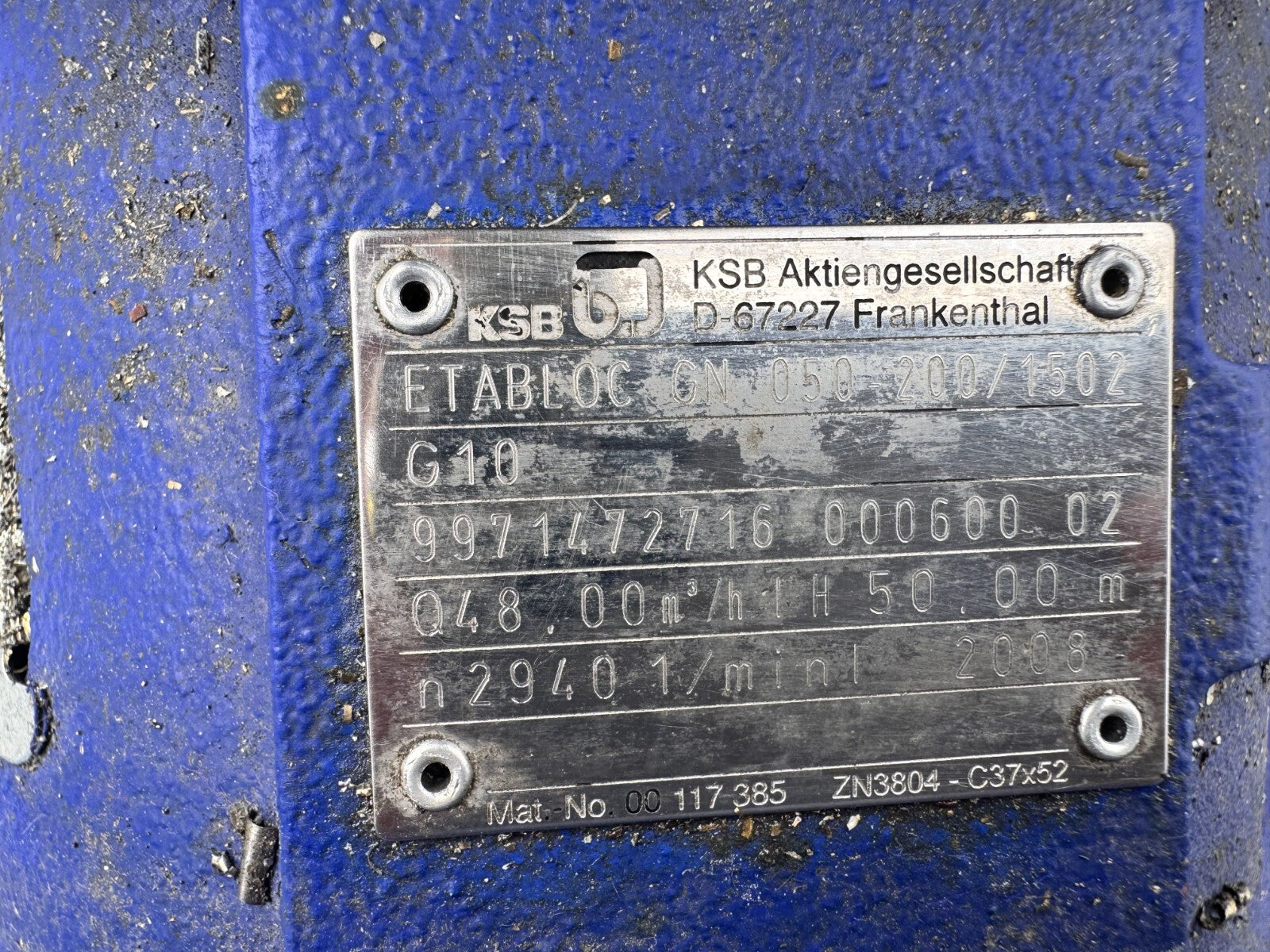 KSB	ETABLOC GN 050-200/1502	KSB 3 PHASE MOTOR ILA7164-2AA66-ZX77A