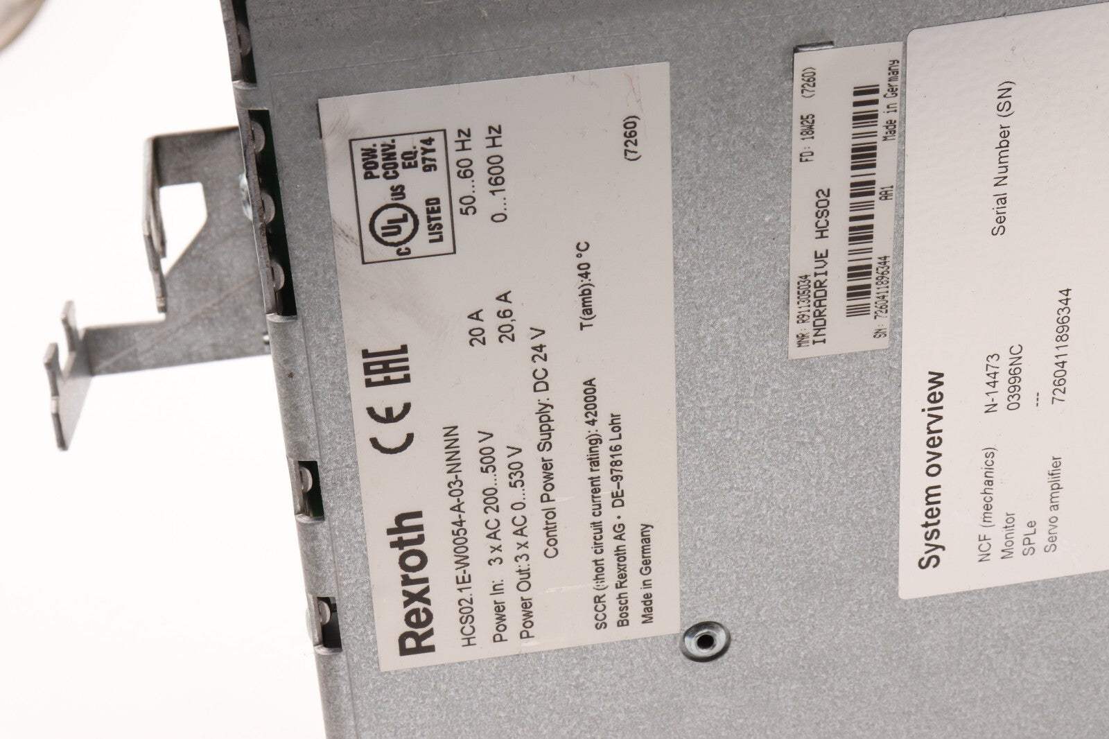 REXROTH FREQUENCY CONVERTER HCS02.1E-W00054-A-03-NNNN