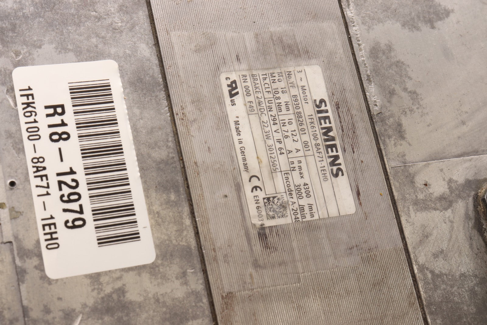 SIEMENS	3 PHASE MOTOR	1FK6100-8AF71-1EH0