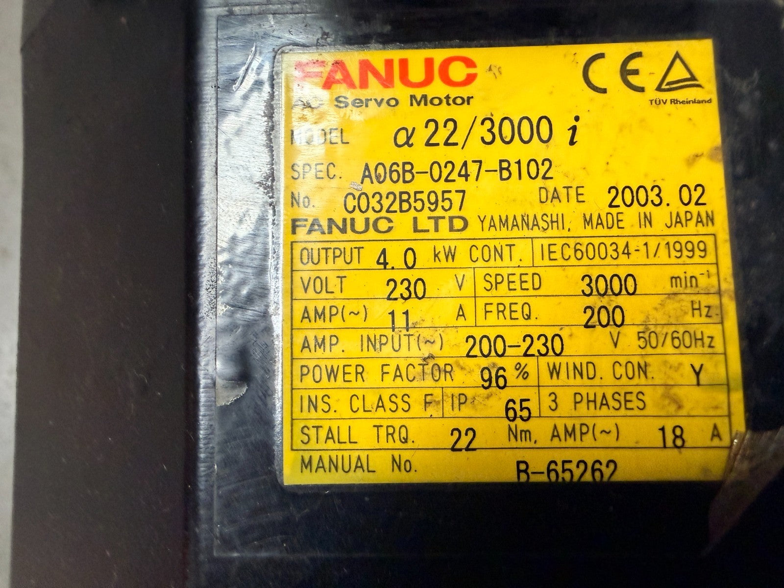 FANUC	  AC SERVO MOTOR	A06B-0247-B102