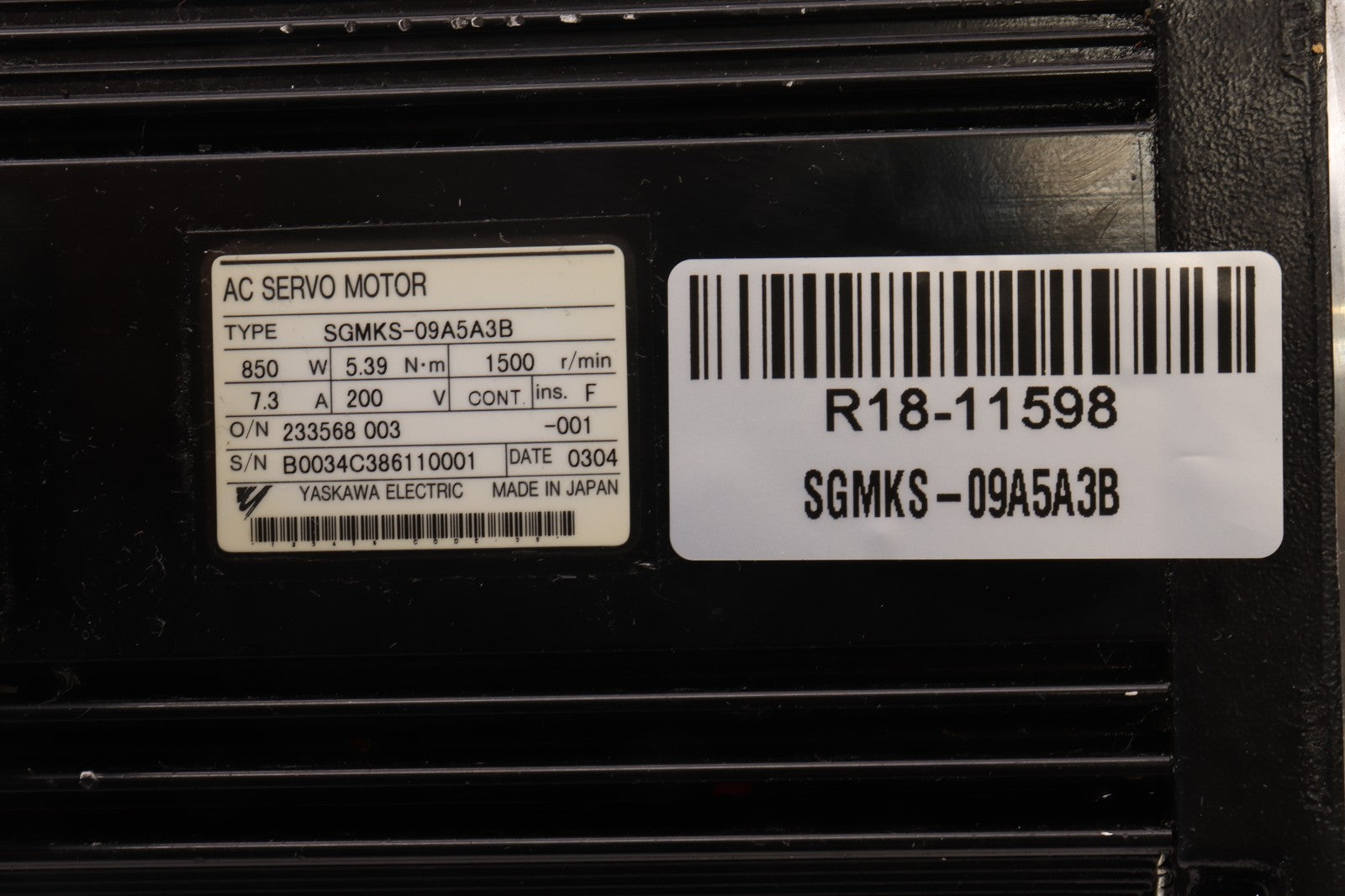 YASKAWA	SGMKS-09A5A3B	AC SERVO MOTOR