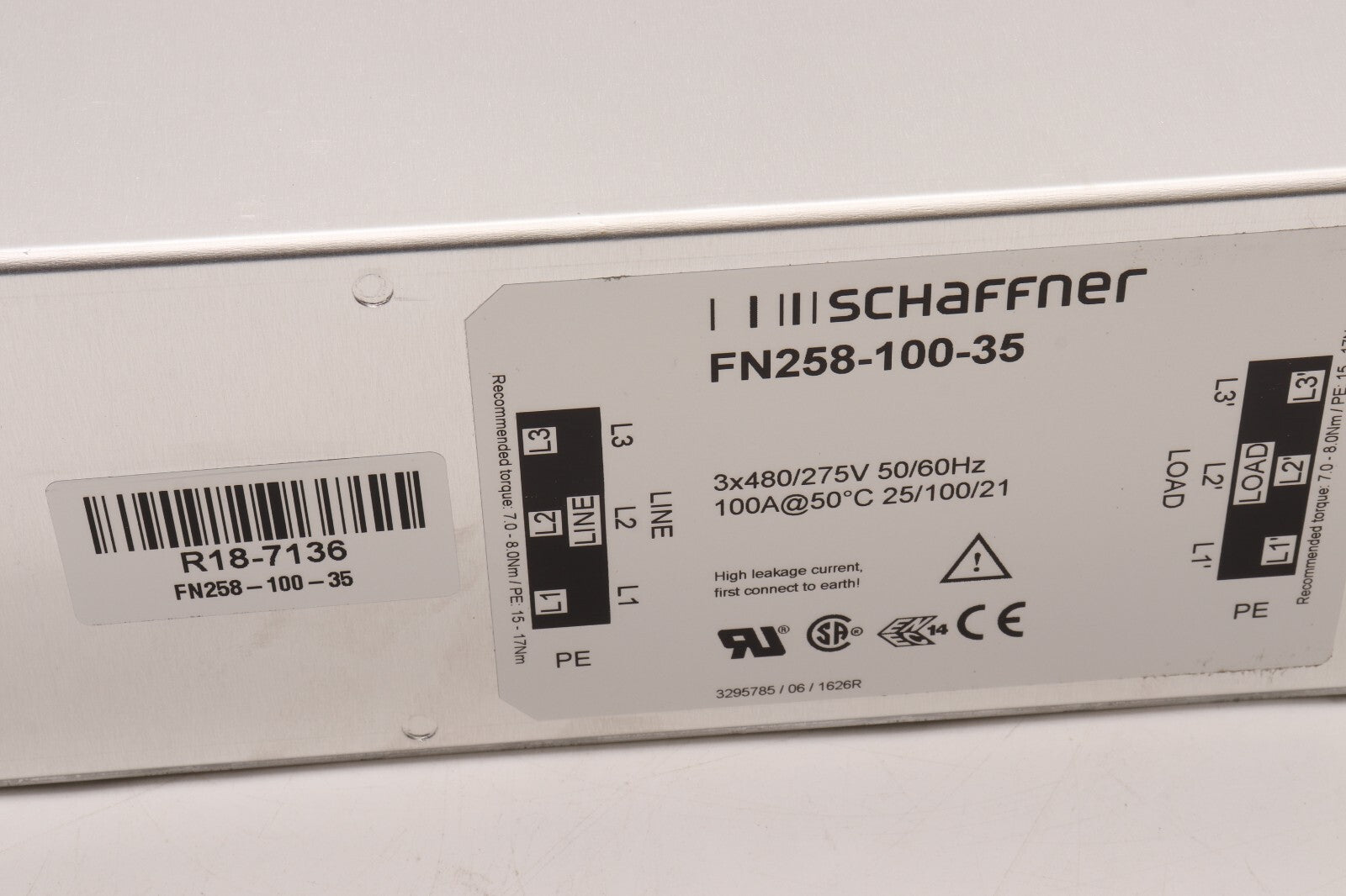 SCHAFFNER NETZFILTER FN258-100-35