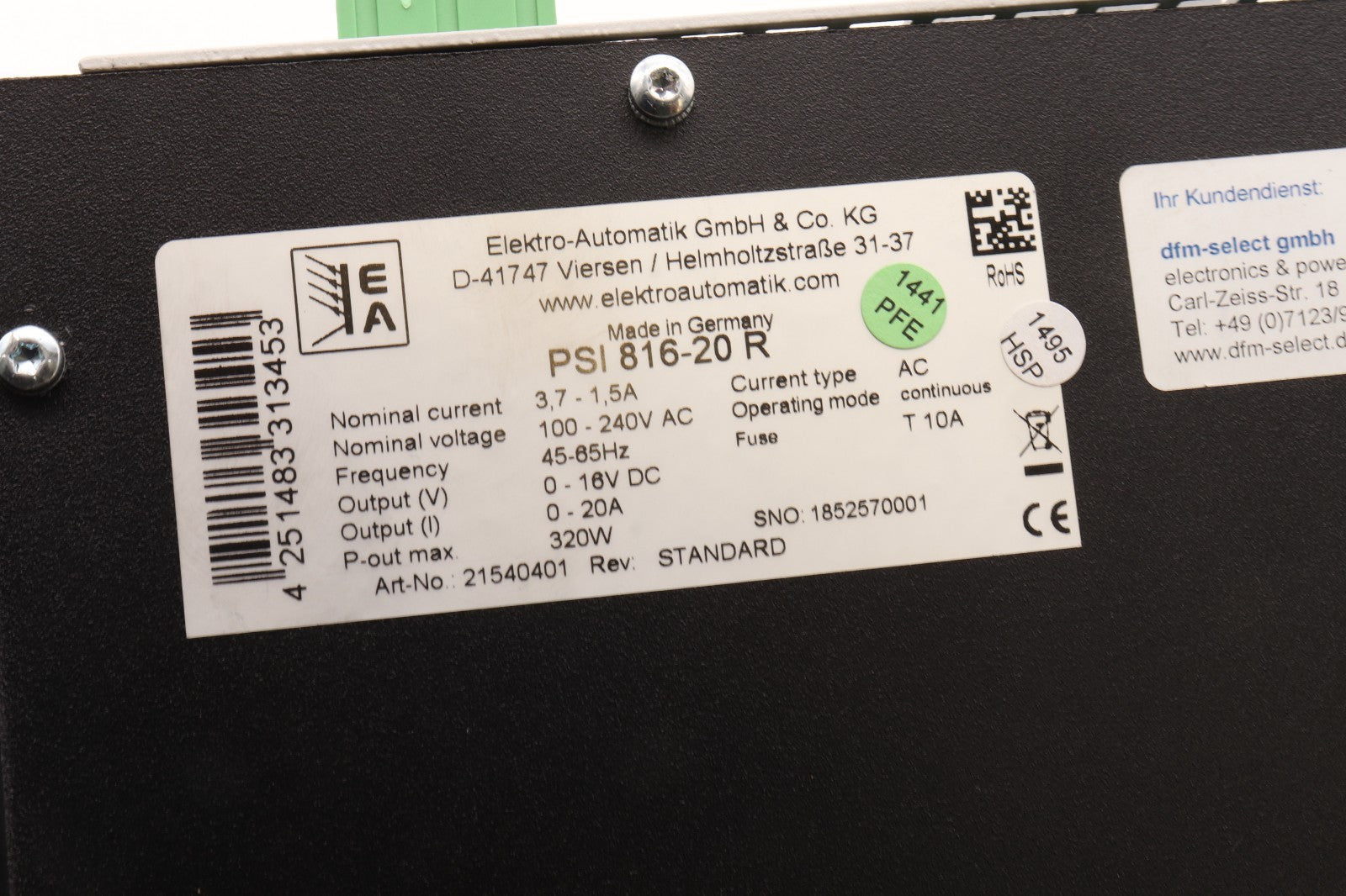 ELEKTRO AUTOMATIK	PSI 816-20 R	21540401