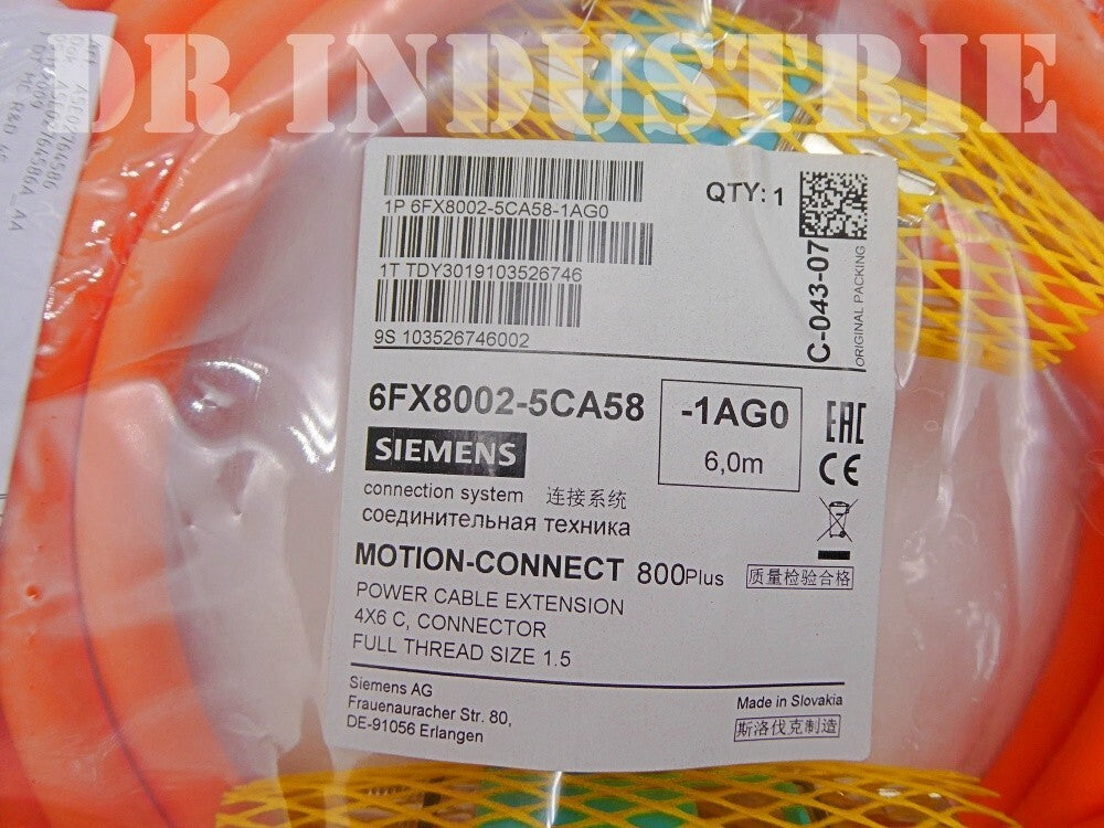 Siemens Motion-Connect 6FX8002-5CA58-1AG0 Power Cabel Extension  6 m