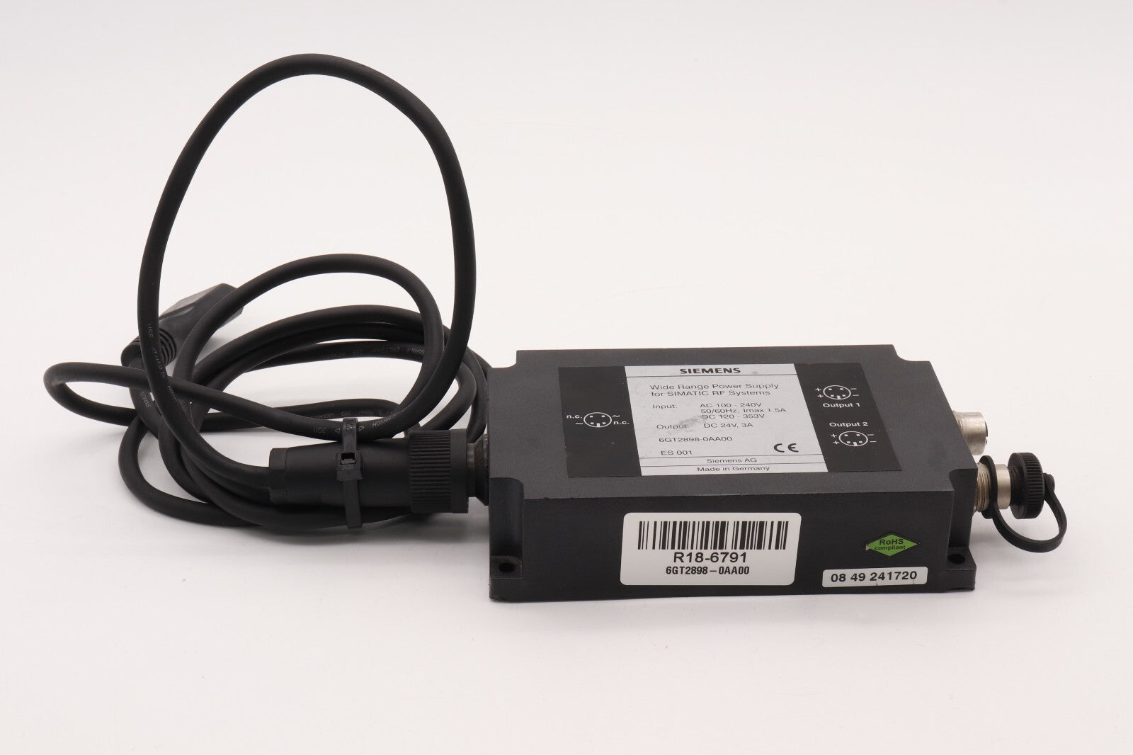 SIEMENS WIDE RANGE POWER SUPPLY FOR SIMATIC RF SYSTEMS 6GT2898-0AA00