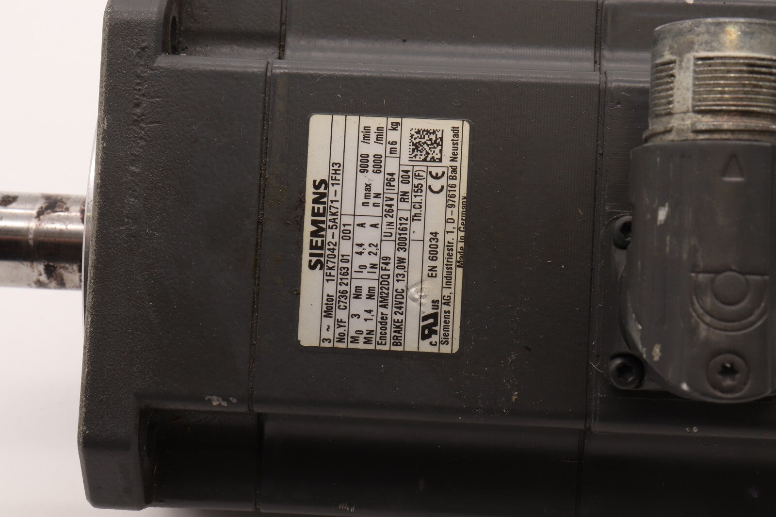 SIEMENS 3 PHASE MOTOR 1FK7042-5AK71-1FH3
