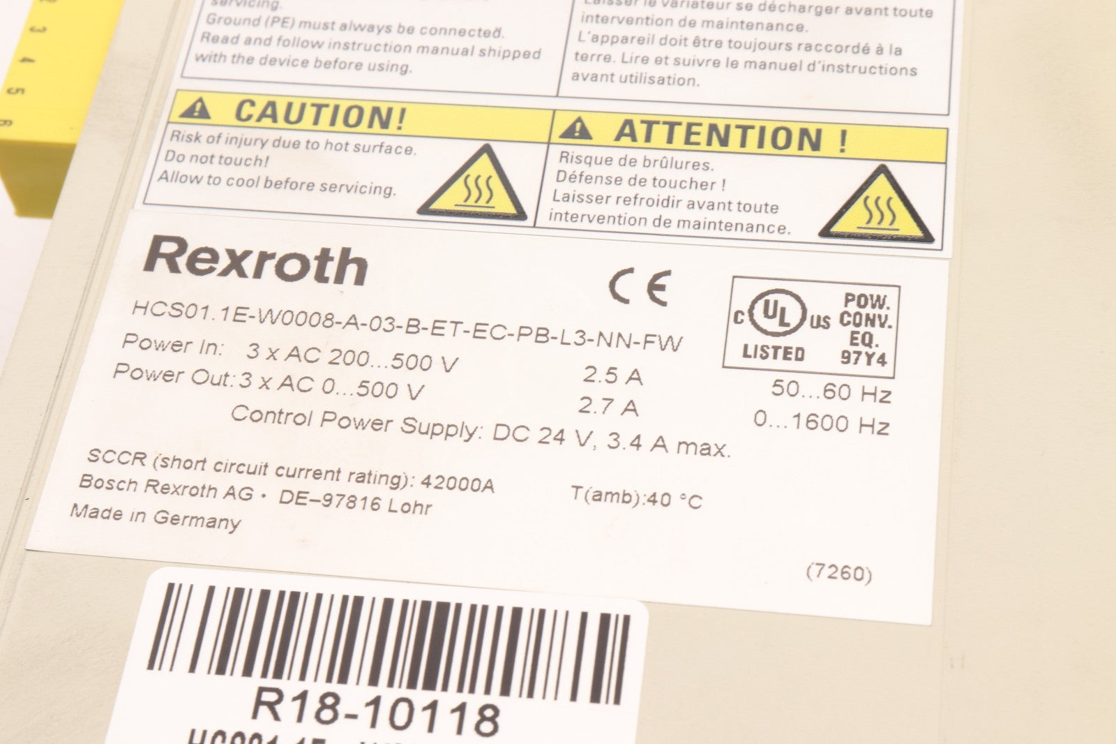 REXROTH	HCS01.1E-W0008-A-03-B-ET-EC-PB-L3-NN-FW